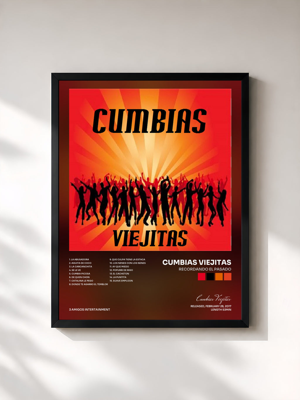#noir Tableau de l'album recordando el pasado de Cumbias Viejitas, cadre noir, imprimé et encadré en France