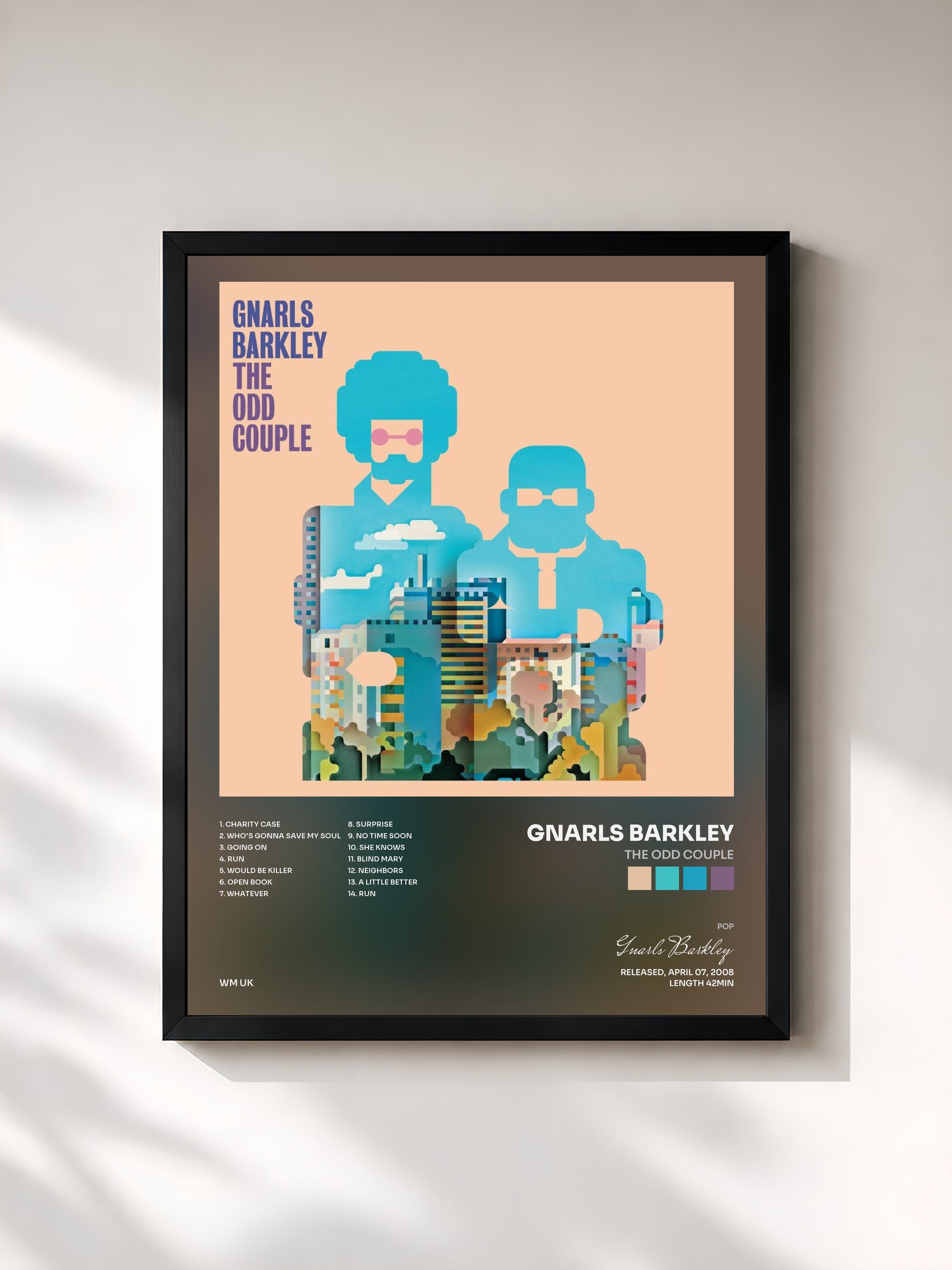 #noir Tableau de l'album The Odd Couple de Gnarls Barkley, cadre noir, imprimé et encadré en France