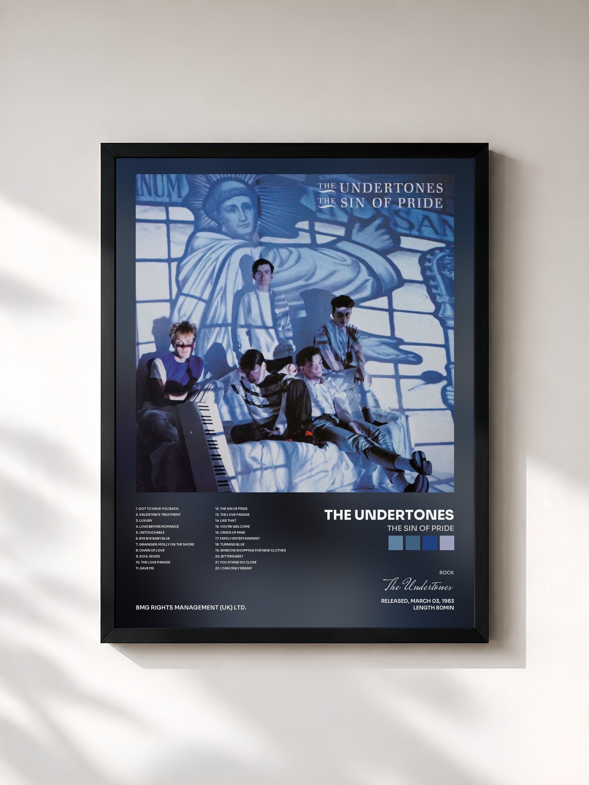 #noir Tableau de l'album The Sin of Pride de The Undertones, cadre noir, imprimé et encadré en France