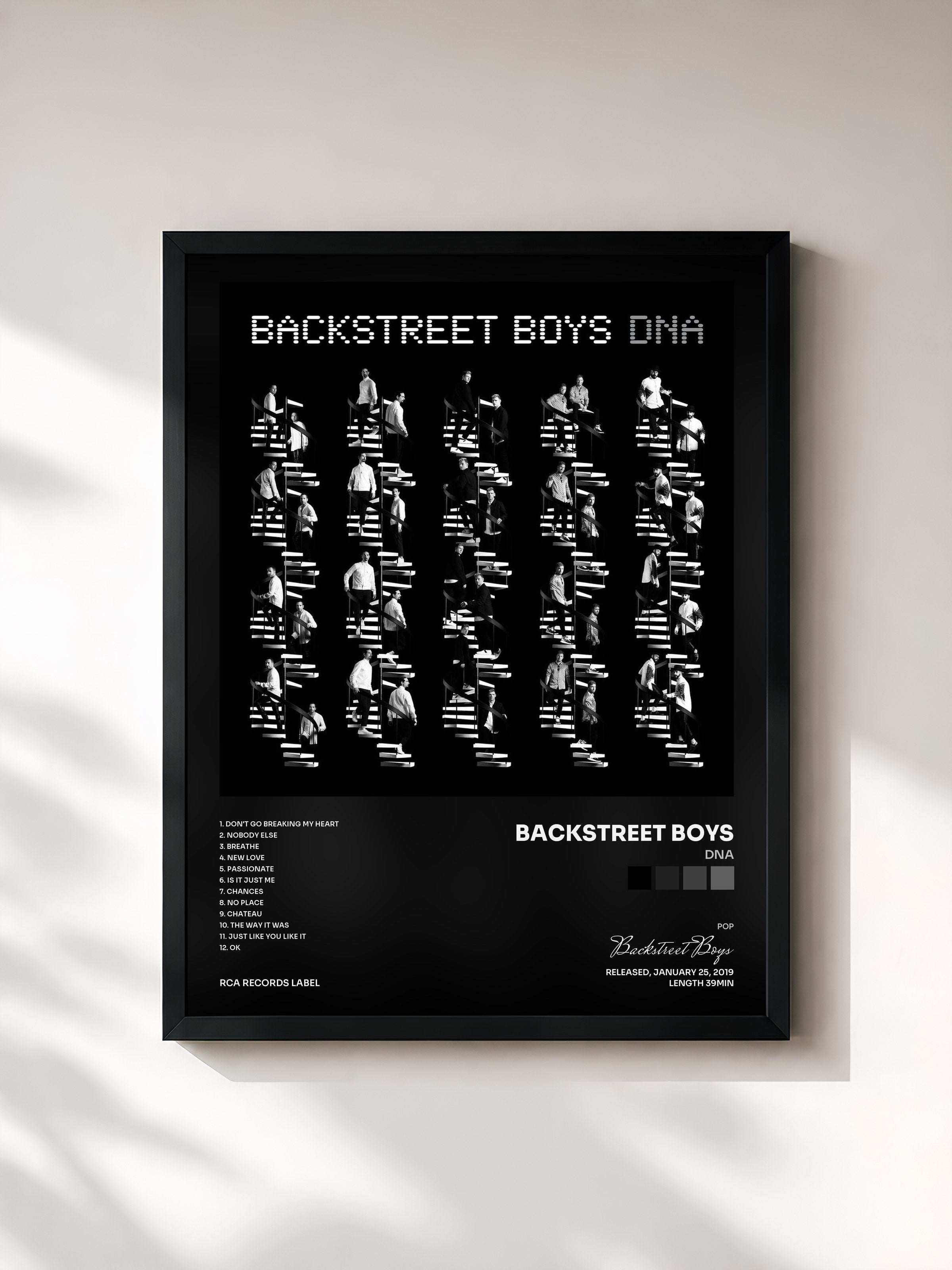 #noir Tableau de l'album DNA de Backstreet Boys, cadre noir, imprimé et encadré en France