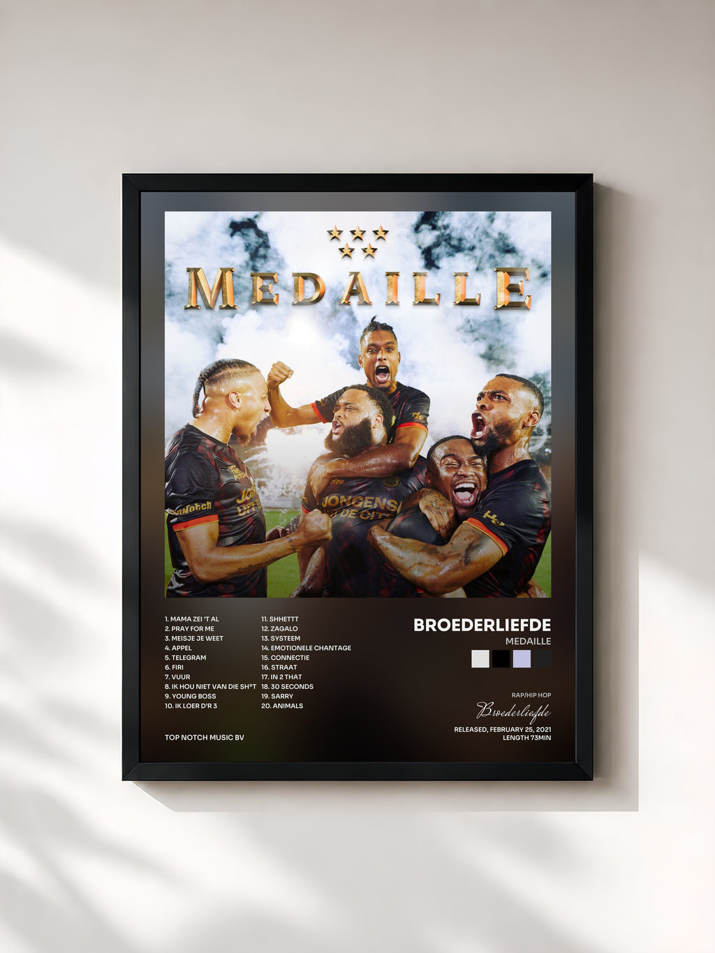 #noir Tableau de l'album Medaille de Broederliefde, cadre noir, imprimé et encadré en France