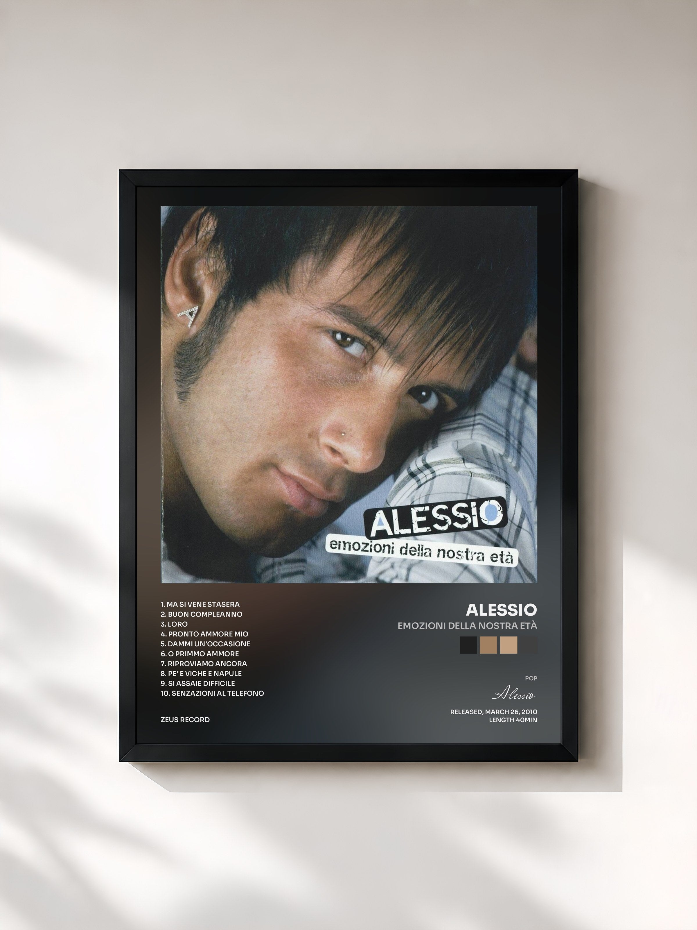 #noir Tableau de l'album Emozioni della nostra età de Alessio, cadre noir, imprimé et encadré en France