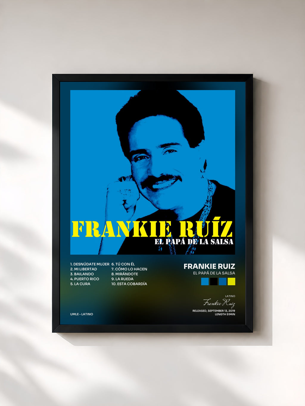 #noir Tableau de l'album El Papá De La Salsa de Frankie Ruiz, cadre noir, imprimé et encadré en France