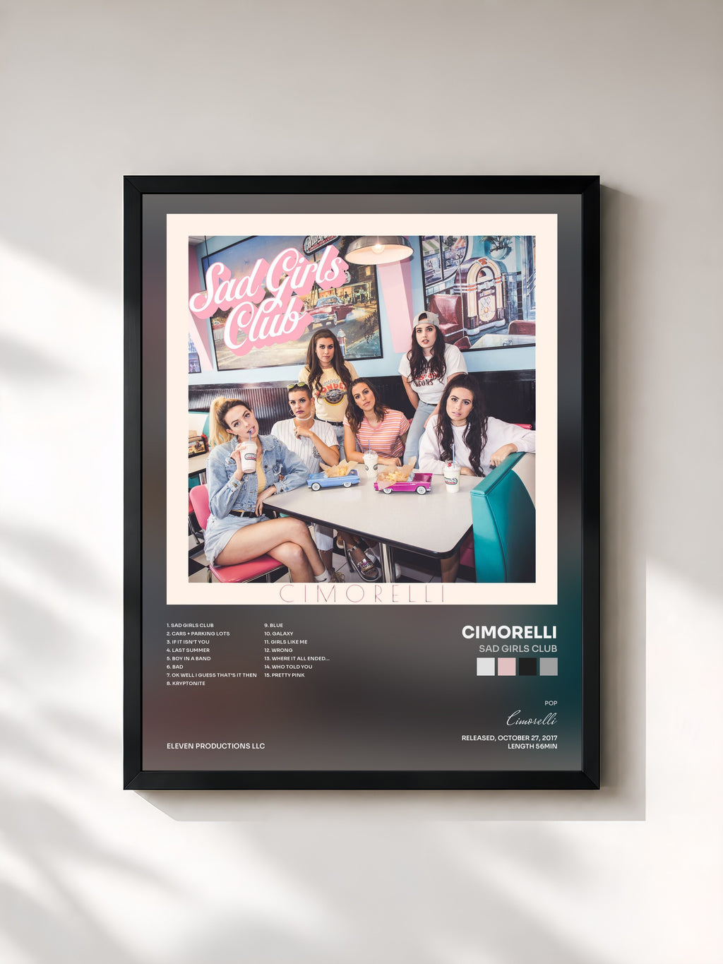 #noir Tableau de l'album Sad Girls Club de Cimorelli, cadre noir, imprimé et encadré en France