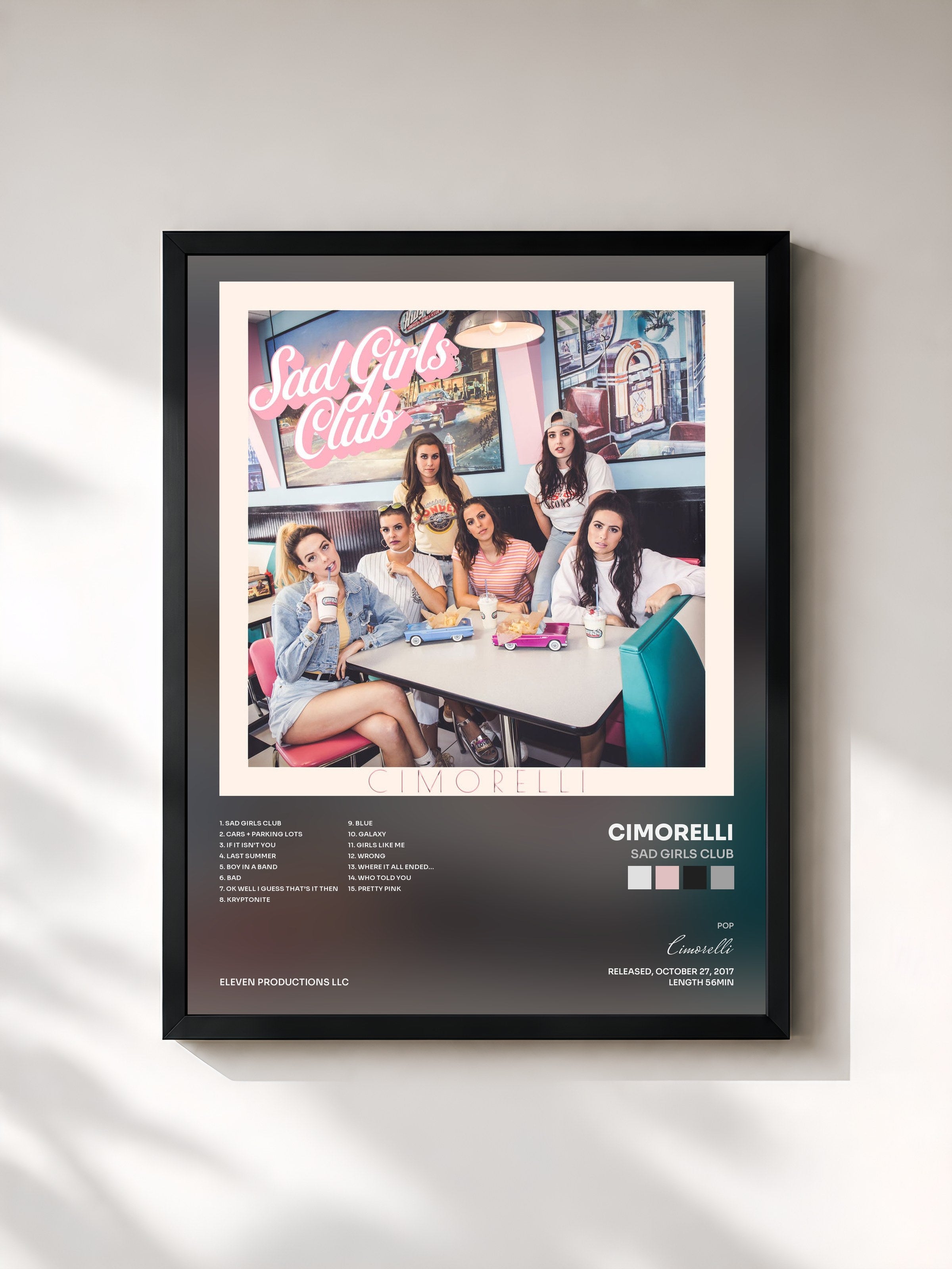 #noir Tableau de l'album Sad Girls Club de Cimorelli, cadre noir, imprimé et encadré en France