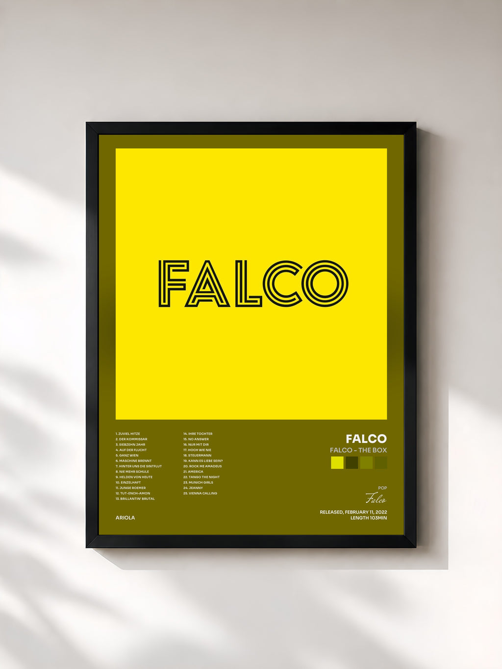 #noir Tableau de l'album Falco - The Box de Falco, cadre noir, imprimé et encadré en France