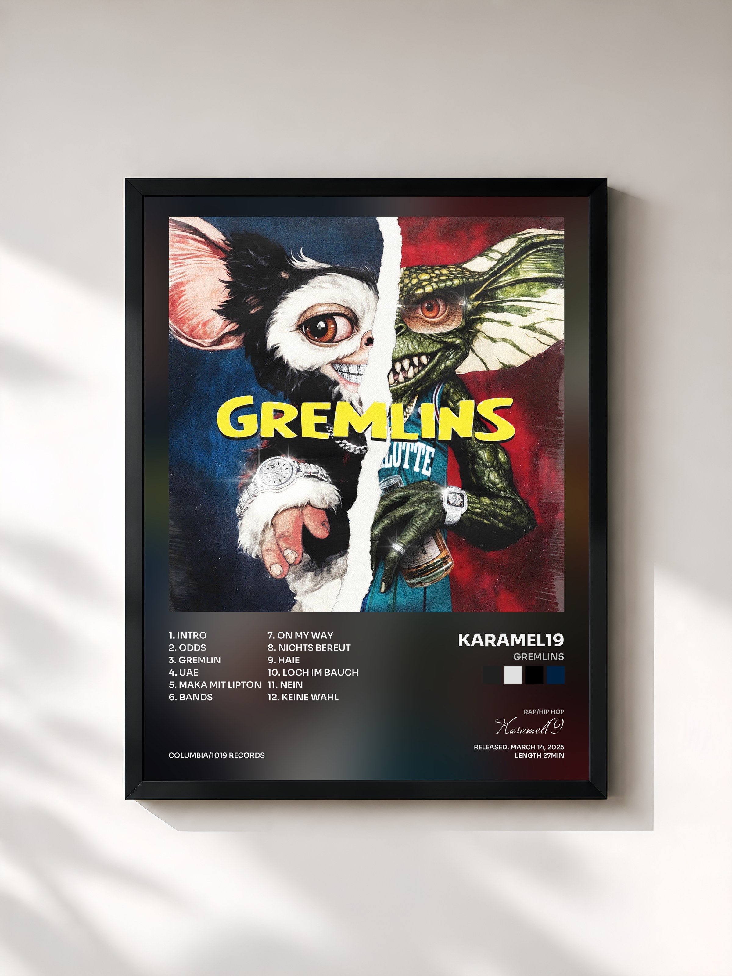 #noir Tableau de l'album Gremlins de Karamel19, cadre noir, imprimé et encadré en France