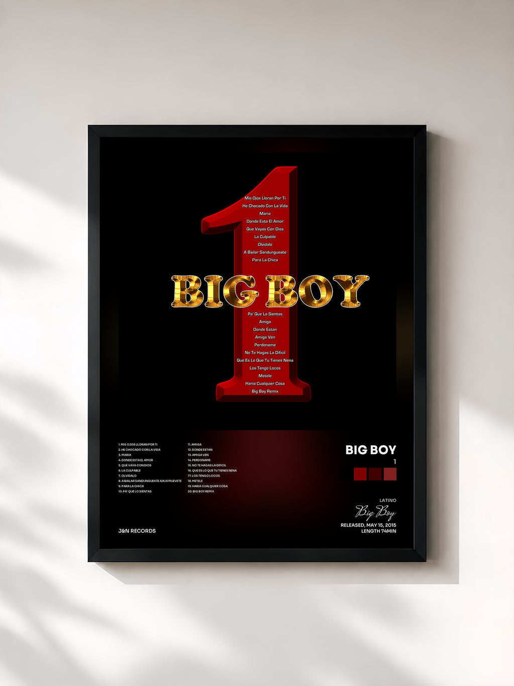 #noir Tableau de l'album 1 de Big Boy, cadre noir, imprimé et encadré en France