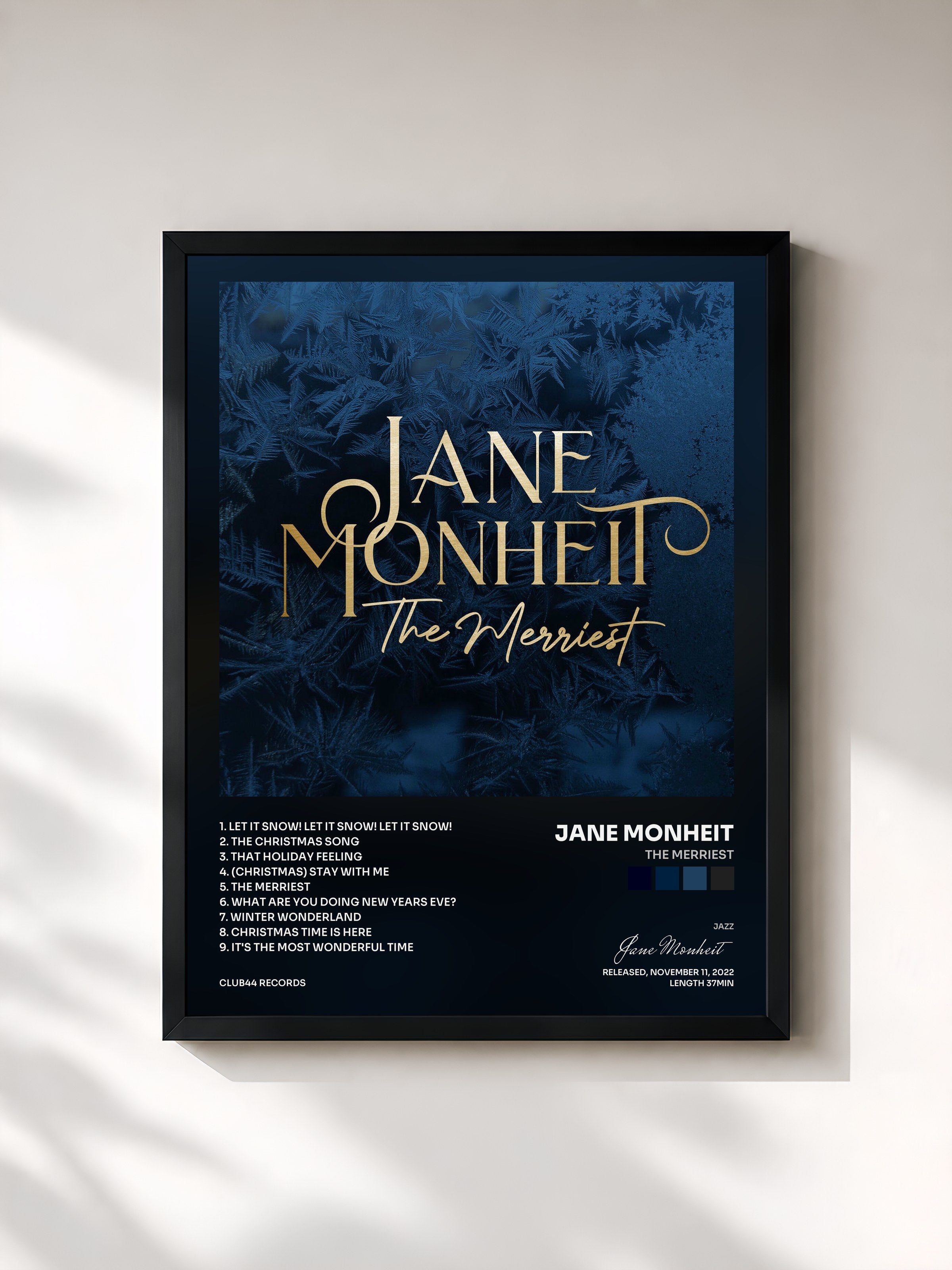 #noir Tableau de l'album The Merriest de Jane Monheit, cadre noir, imprimé et encadré en France