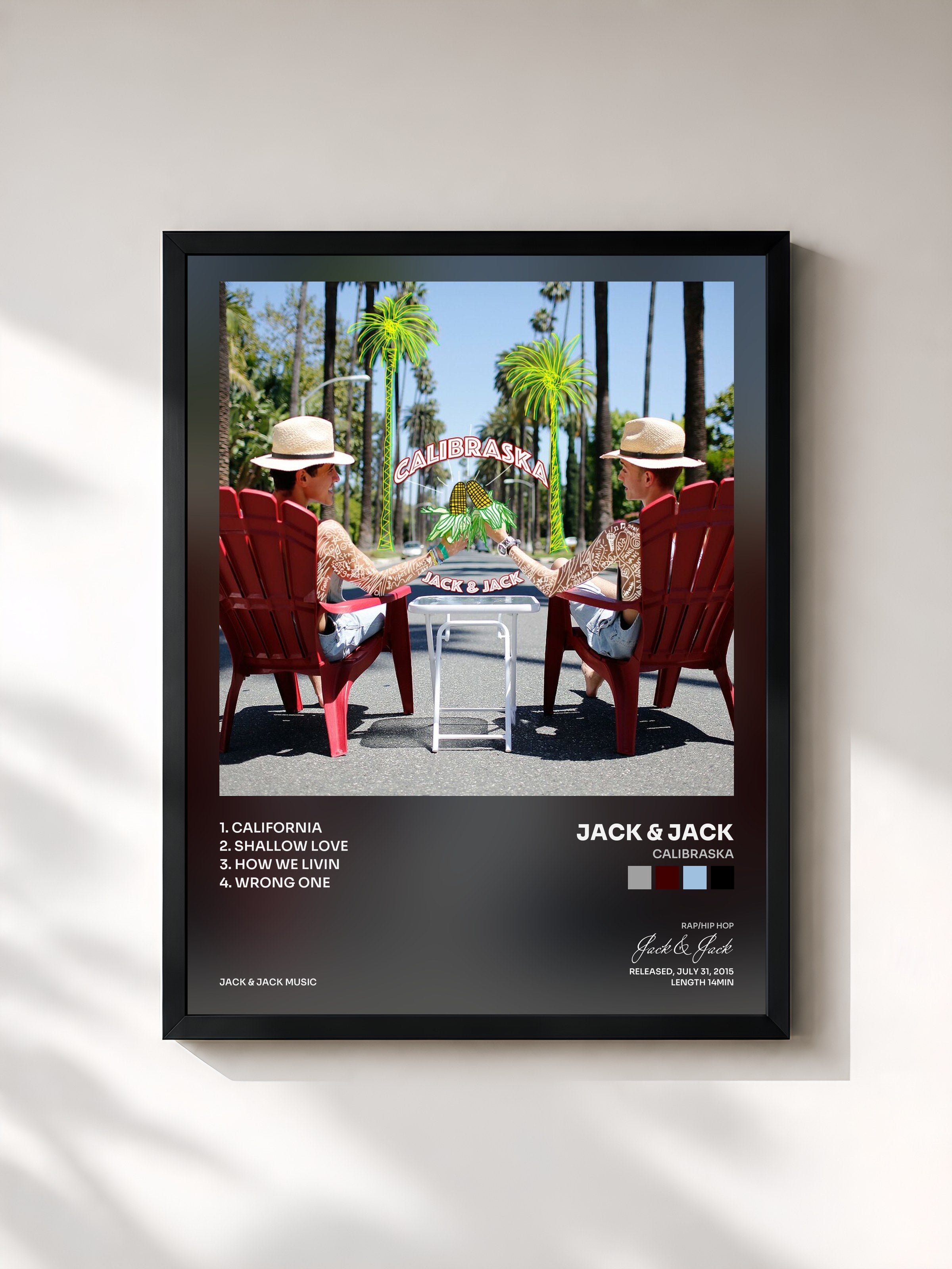 #noir Tableau de l'album Calibraska de Jack & Jack, cadre noir, imprimé et encadré en France