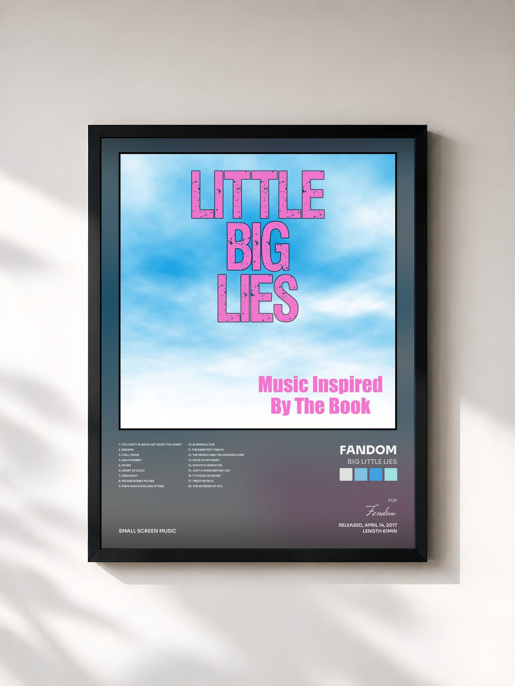 #noir Tableau de l'album Big Little Lies de Fandom, cadre noir, imprimé et encadré en France