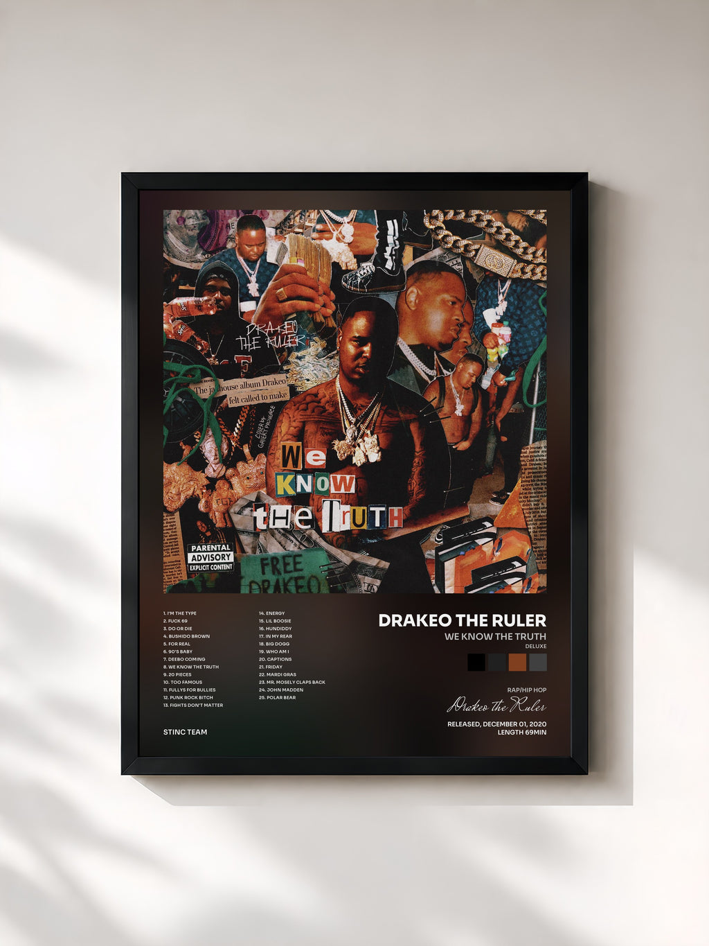#noir Tableau de l'album We Know the Truth (Deluxe) de Drakeo the Ruler, cadre noir, imprimé et encadré en France