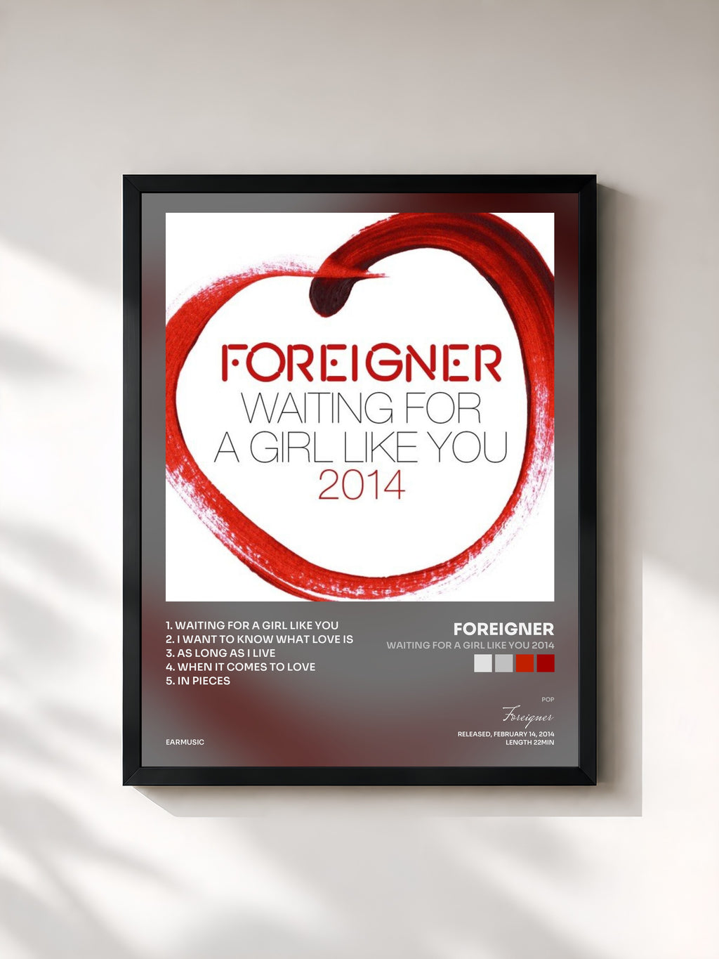 #noir Waiting for a Girl Like You 2014 di Foreigner in stampa incorniciata, cornice nera, stampata e incorniciata in Francia