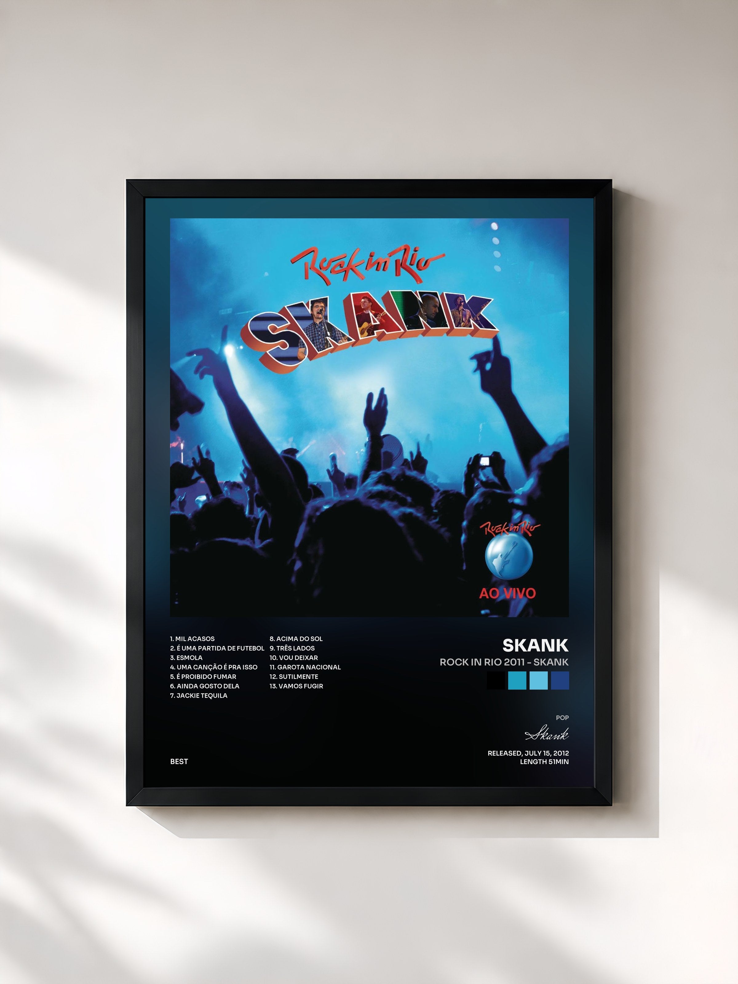 #noir Tableau de l'album Rock in Rio 2011 - Skank de Skank, cadre noir, imprimé et encadré en France