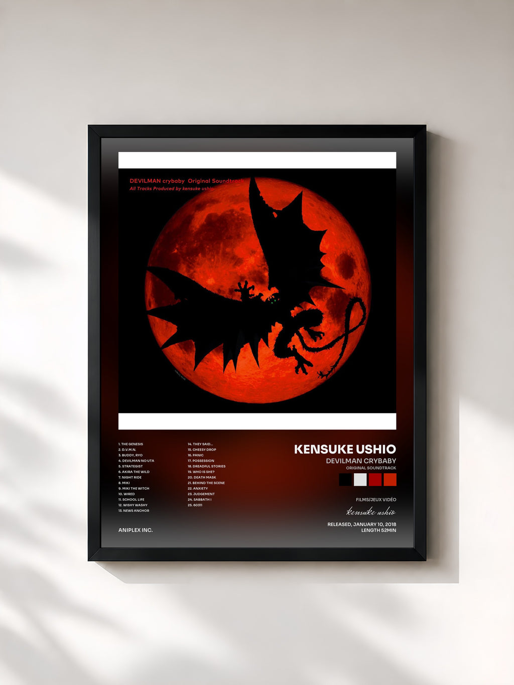 #noir Tableau de l'album DEVILMAN crybaby (Original Soundtrack) de kensuke ushio, cadre noir, imprimé et encadré en France