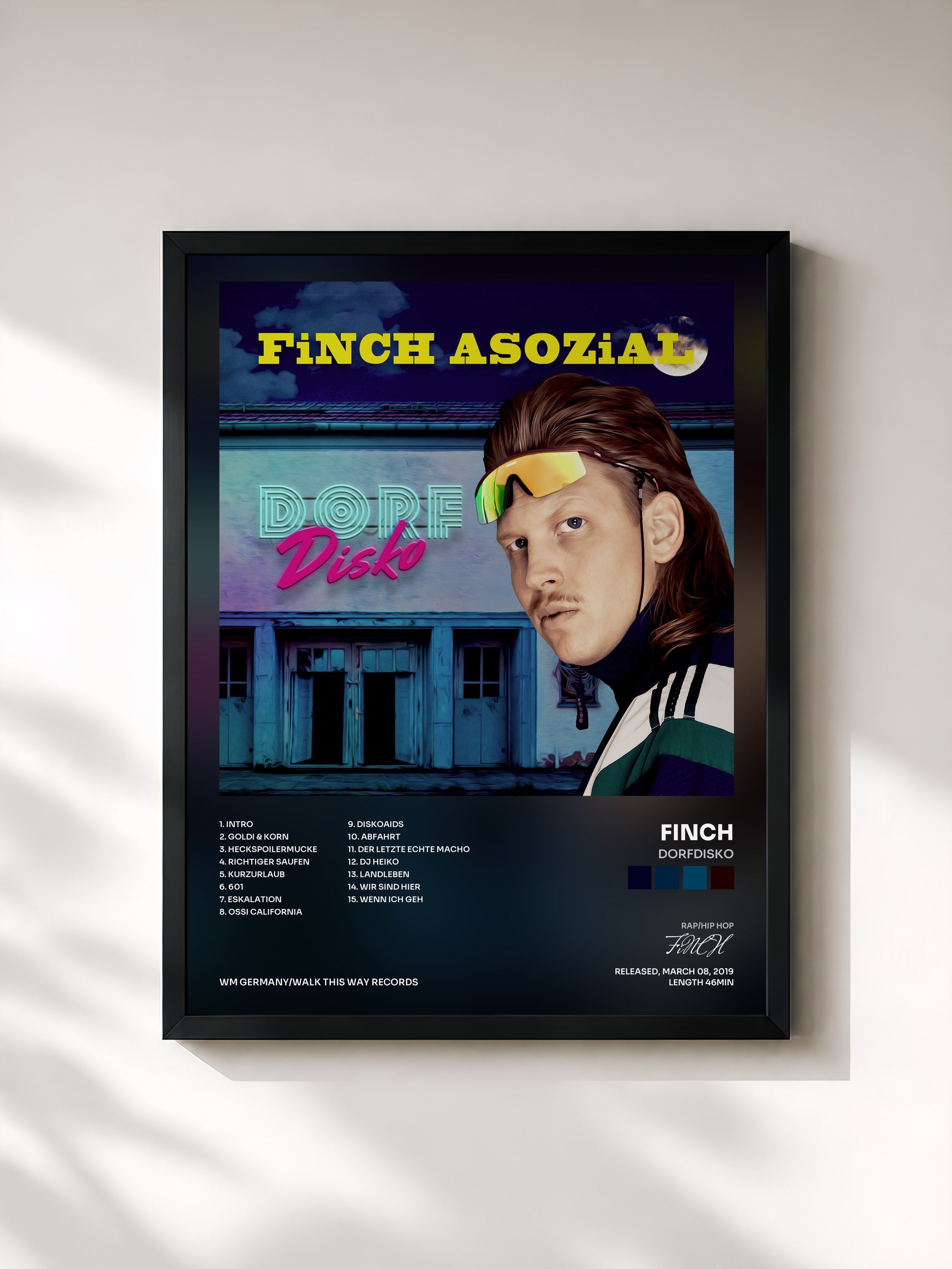 #noir Tableau de l'album Dorfdisko de FiNCH, cadre noir, imprimé et encadré en France