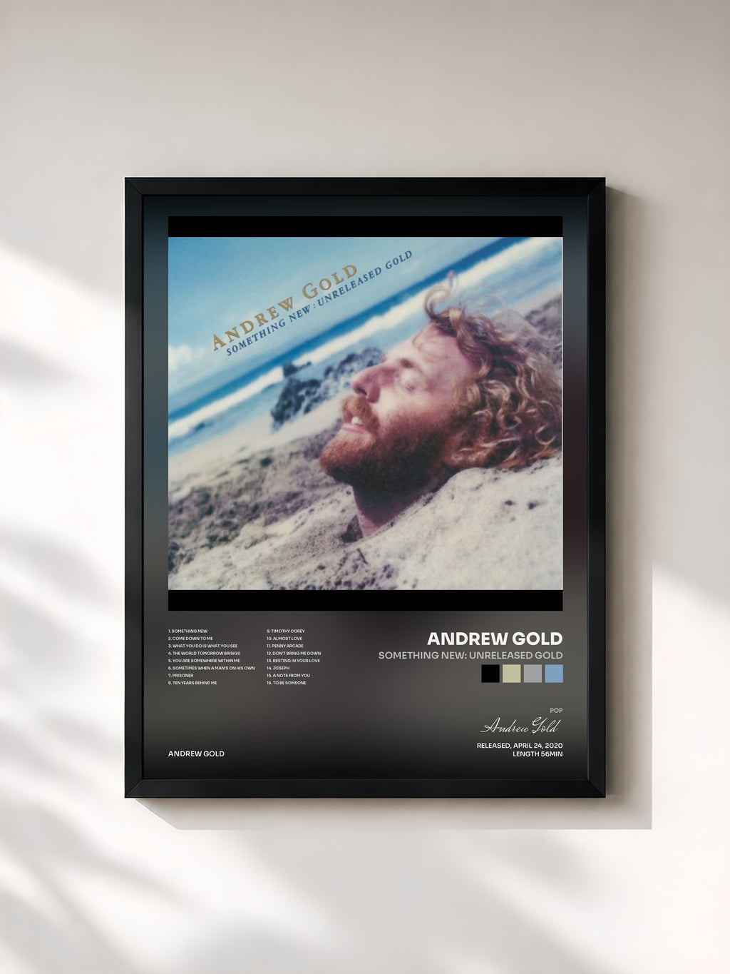 #noir Tableau de l'album Something New: Unreleased Gold de Andrew Gold, cadre noir, imprimé et encadré en France