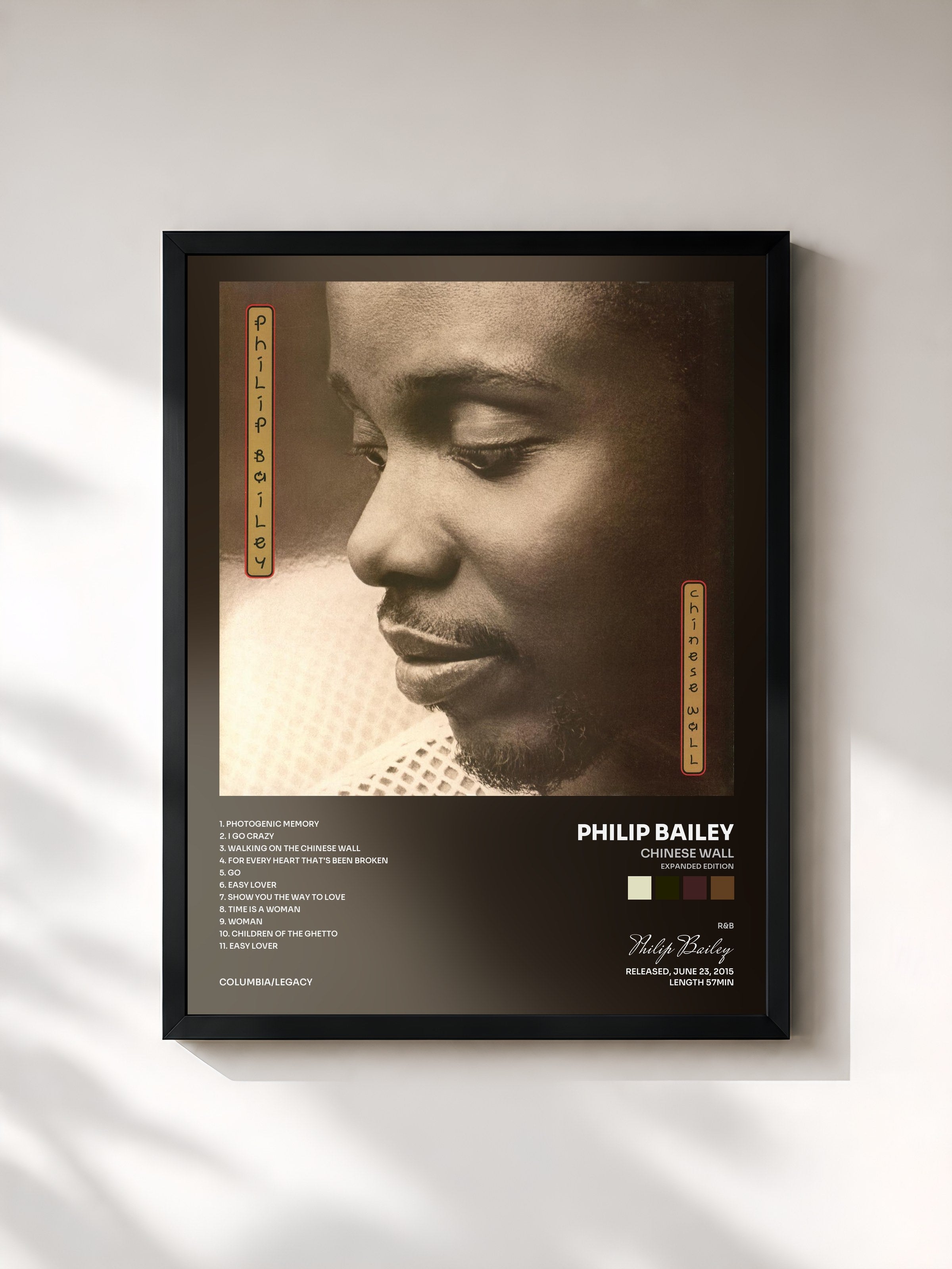 #noir Tableau de l'album Chinese Wall (Expanded Edition) de Philip Bailey, cadre noir, imprimé et encadré en France