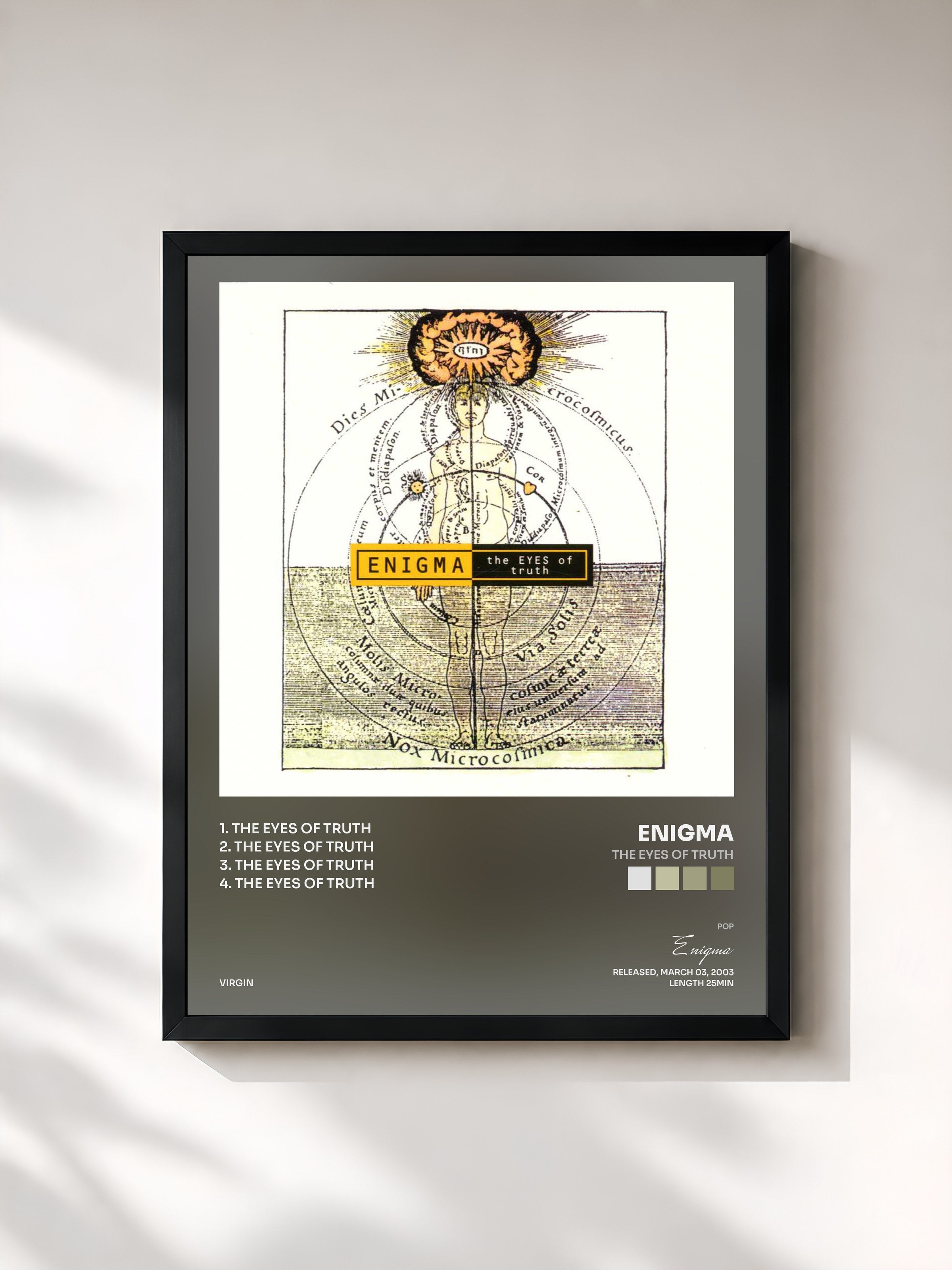 #noir Tableau de l'album The Eyes Of Truth de Enigma, cadre noir, imprimé et encadré en France