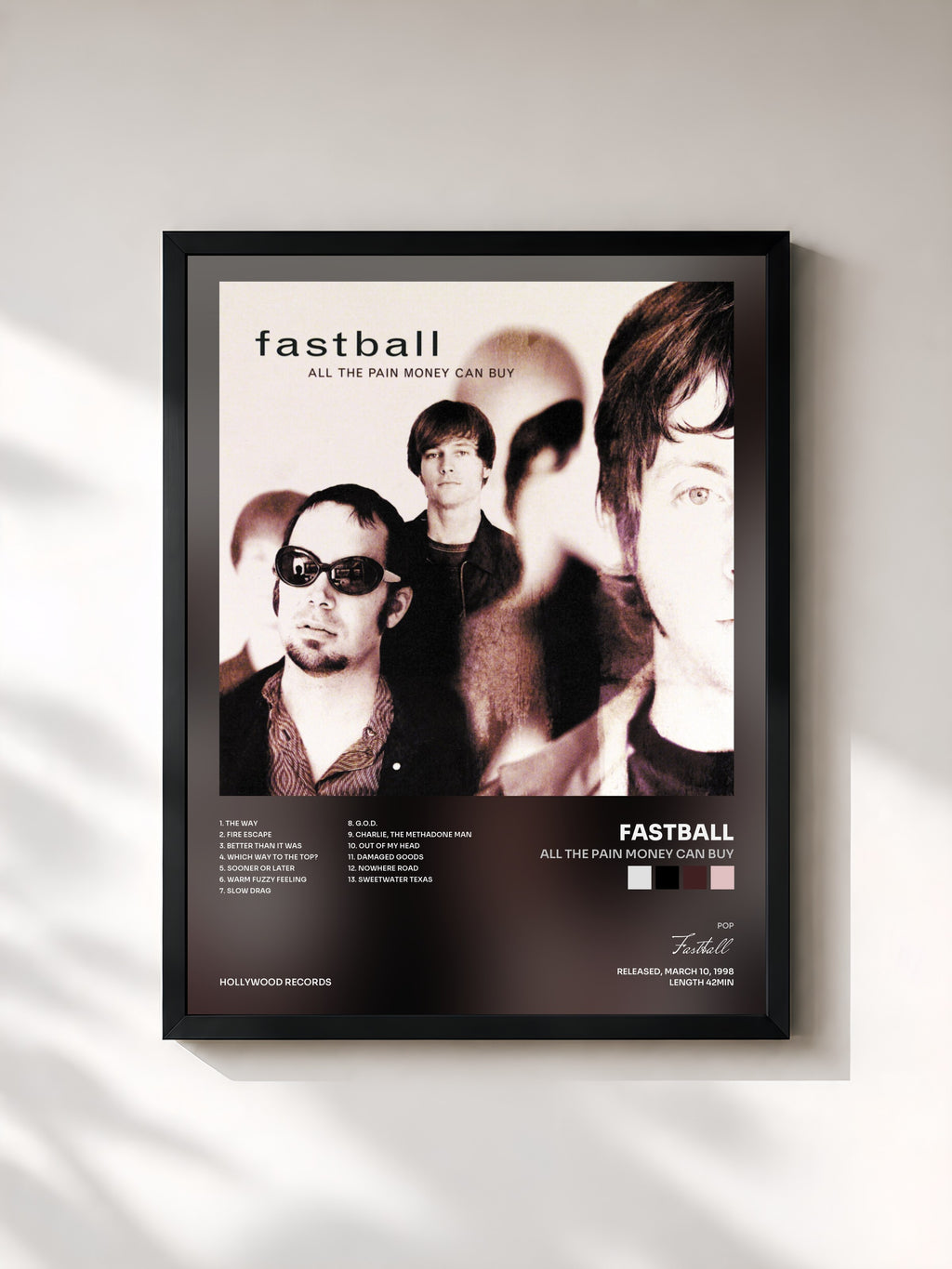 #noir Tableau de l'album All The Pain Money Can Buy de Fastball, cadre noir, imprimé et encadré en France