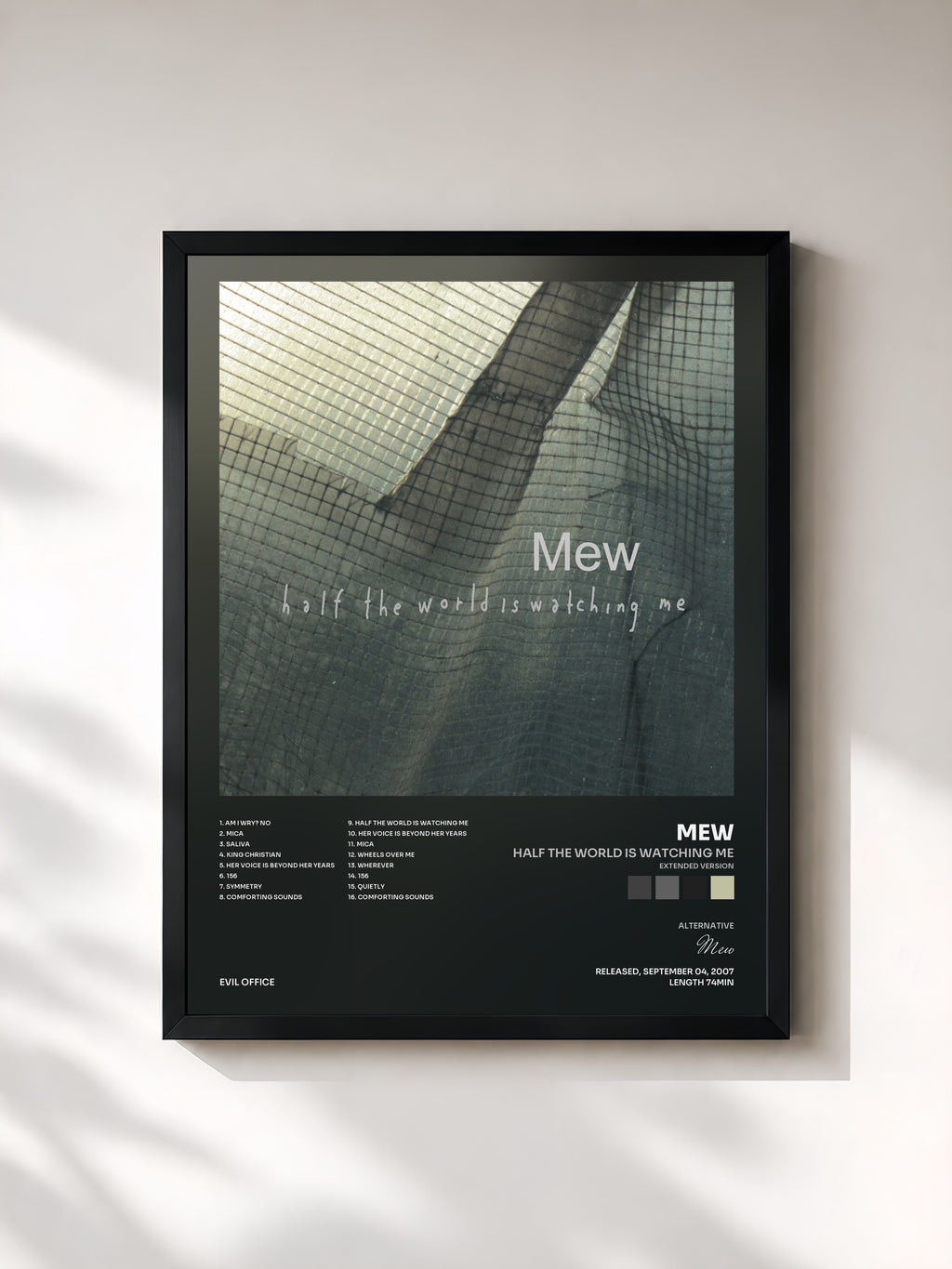 #noir Tableau de l'album Half the World Is Watching Me (Extended Version) de Mew, cadre noir, imprimé et encadré en France