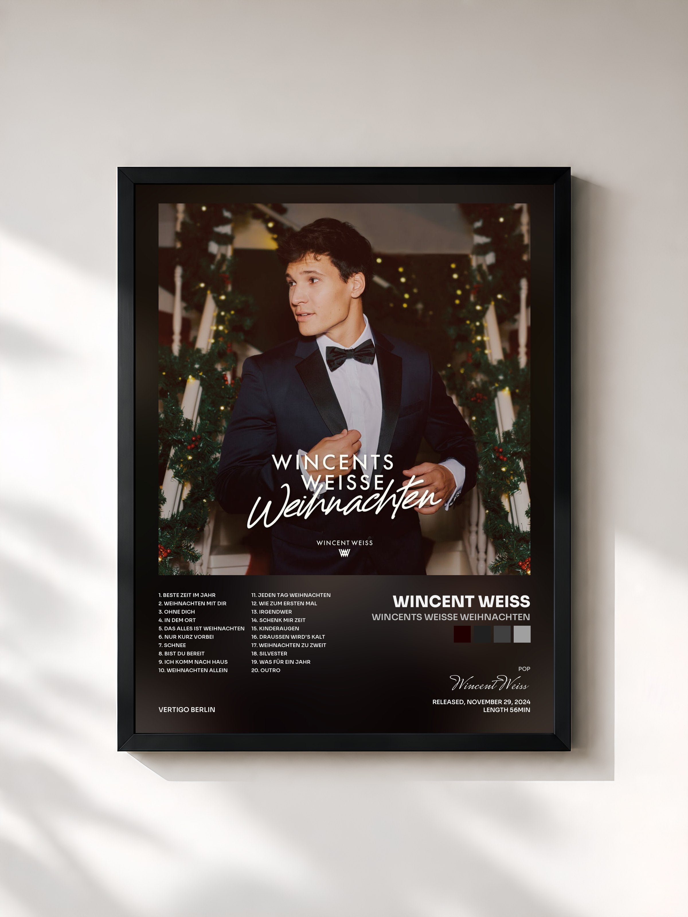 #noir Tableau de l'album Wincents Weisse Weihnachten de Wincent Weiss, cadre noir, imprimé et encadré en France