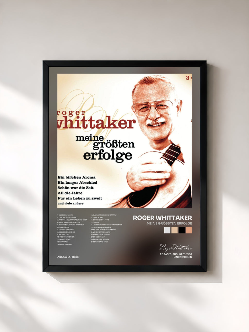 #noir Meine größten Erfolge di Roger Whittaker in stampa incorniciata, cornice nera, stampata e incorniciata in Francia