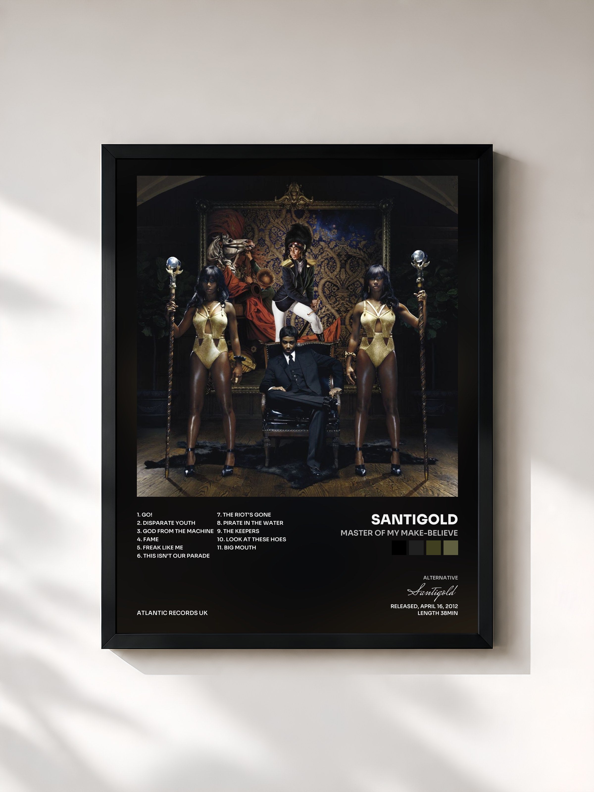 #noir Tableau de l'album Master of My Make-Believe de Santigold, cadre noir, imprimé et encadré en France