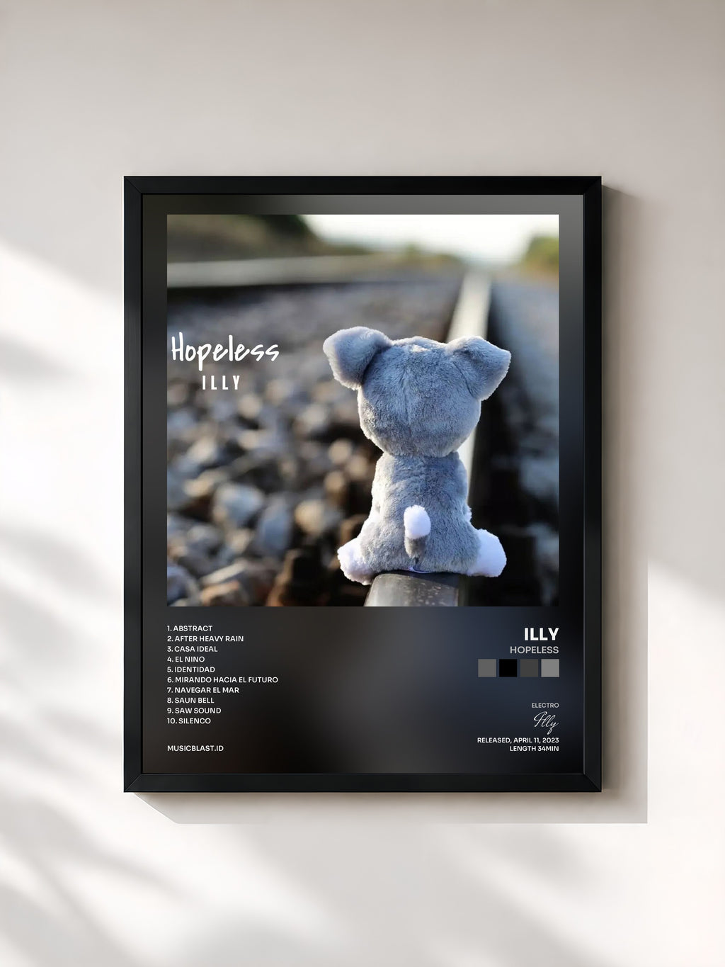 #noir Tableau de l'album Hopeless de Illy, cadre noir, imprimé et encadré en France