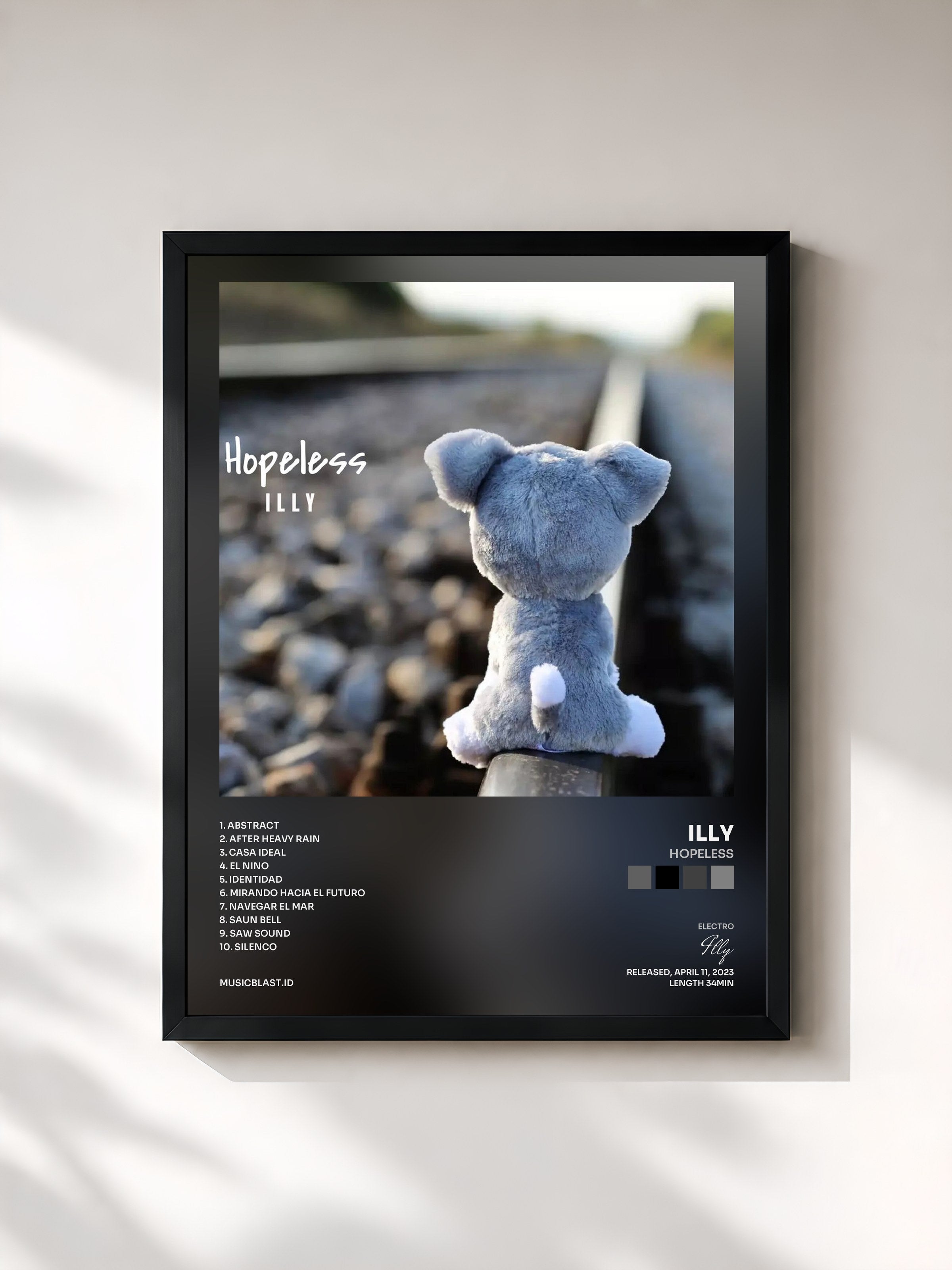 #noir Tableau de l'album Hopeless de Illy, cadre noir, imprimé et encadré en France