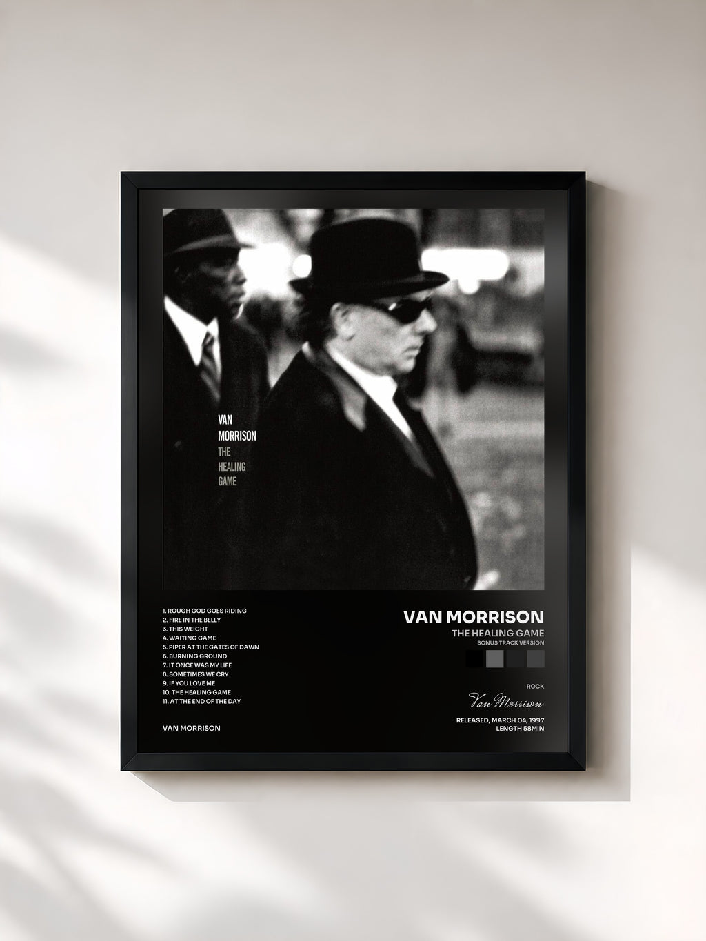 #noir Tableau de l'album The Healing Game (Bonus Track Version) de Van Morrison, cadre noir, imprimé et encadré en France