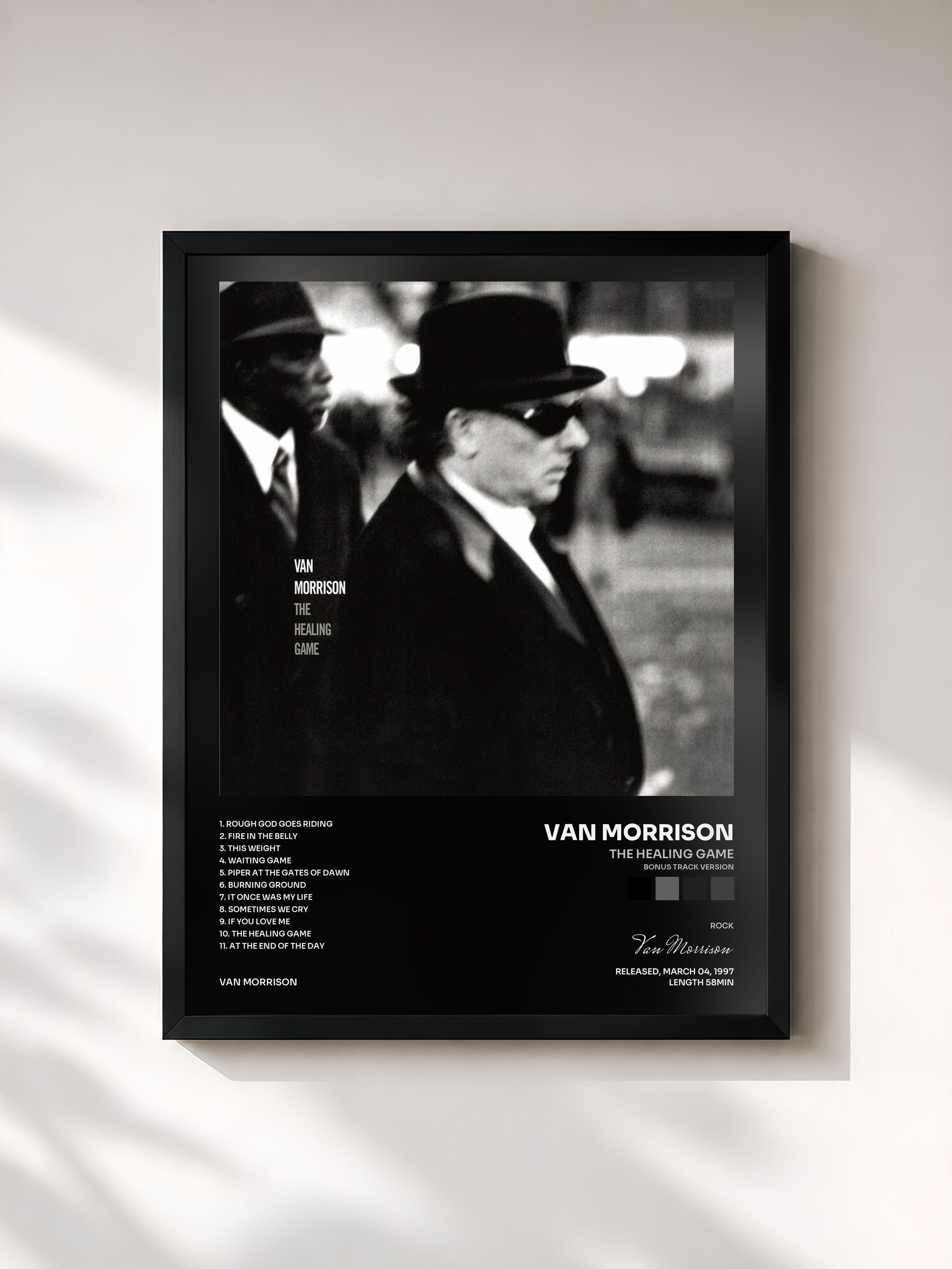 #noir Tableau de l'album The Healing Game (Bonus Track Version) de Van Morrison, cadre noir, imprimé et encadré en France