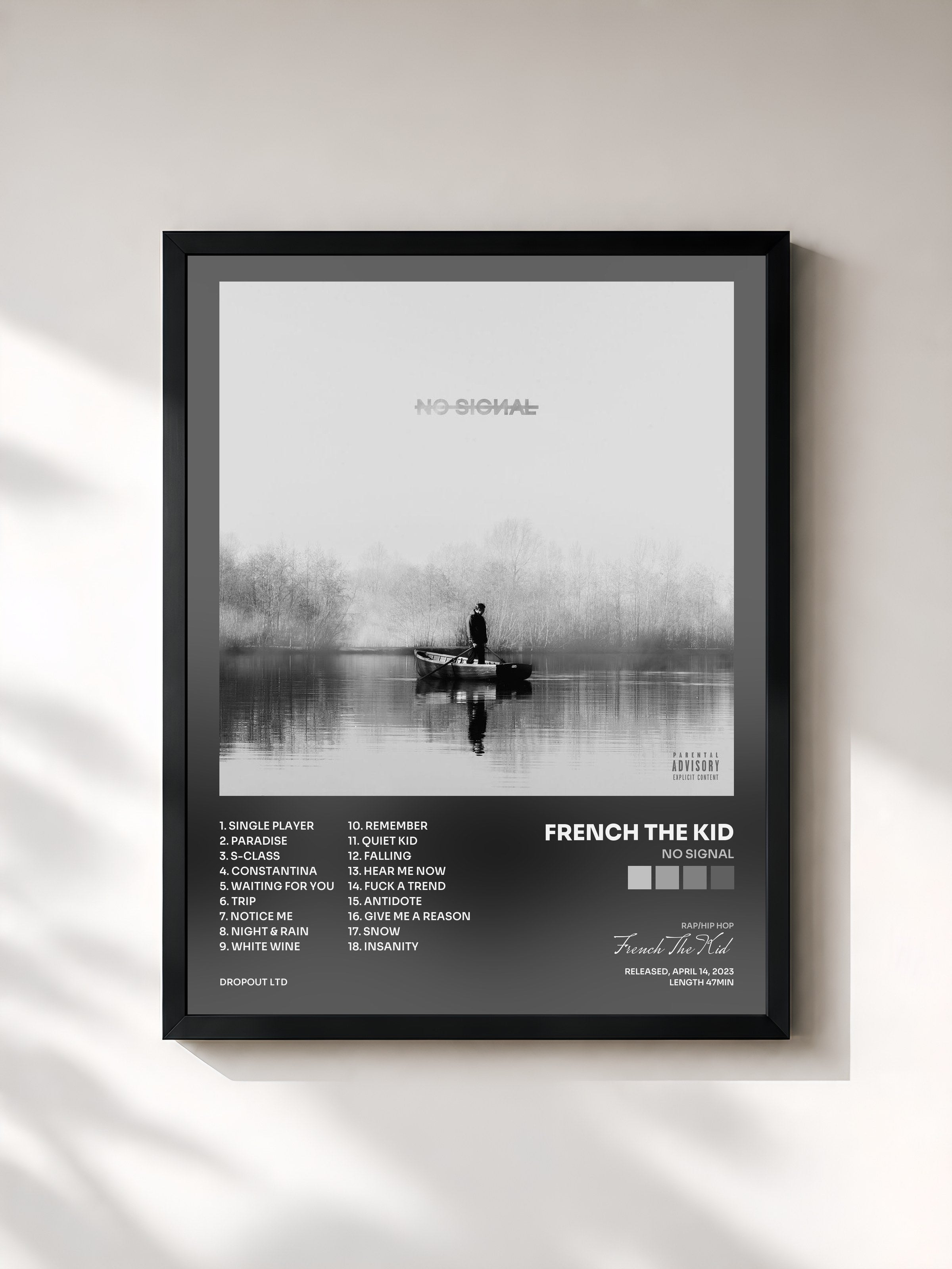 #noir Tableau de l'album No Signal de French The Kid, cadre noir, imprimé et encadré en France