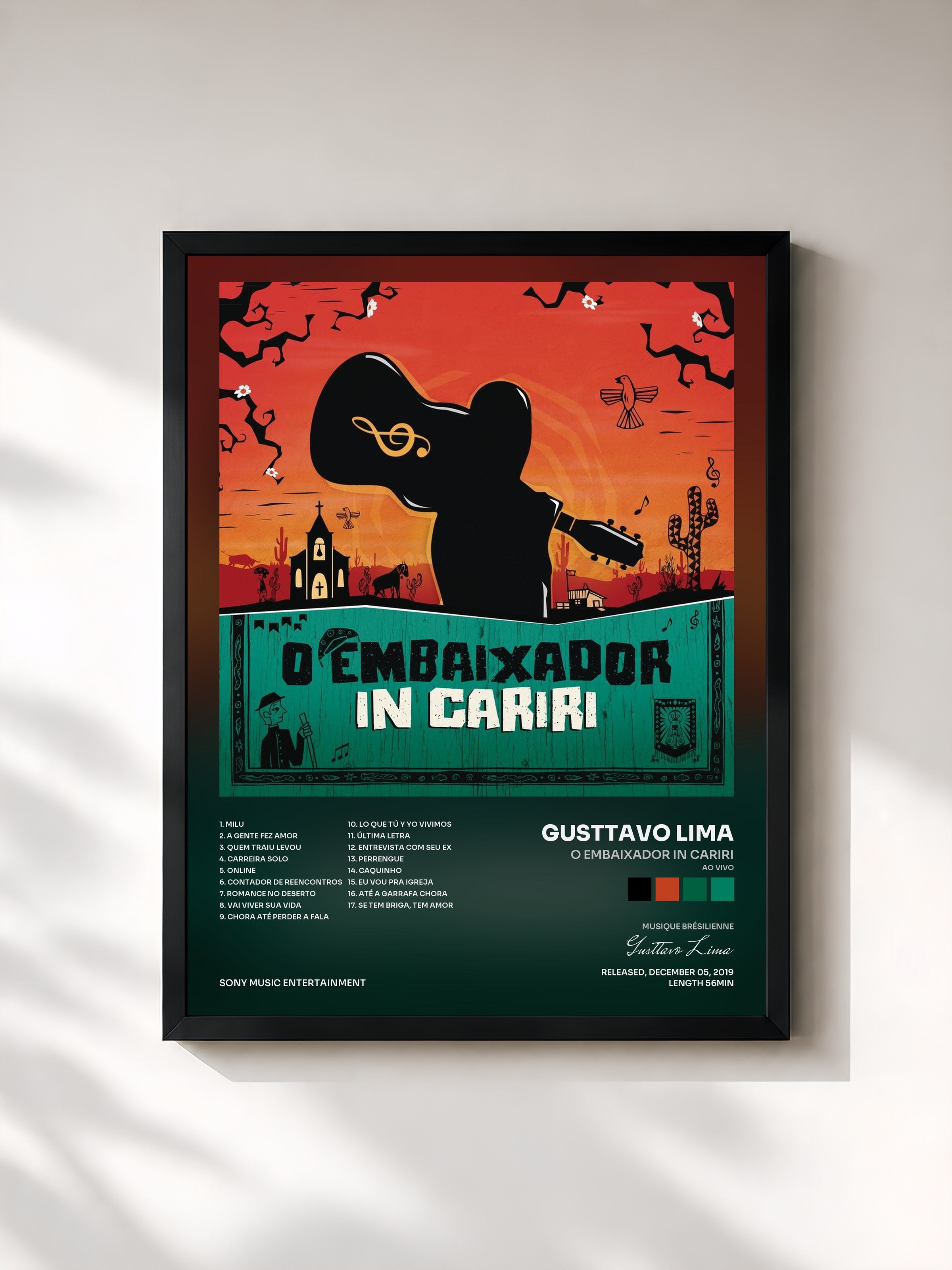 #noir Tableau de l'album O Embaixador in Cariri (Ao Vivo) de Gusttavo Lima, cadre noir, imprimé et encadré en France