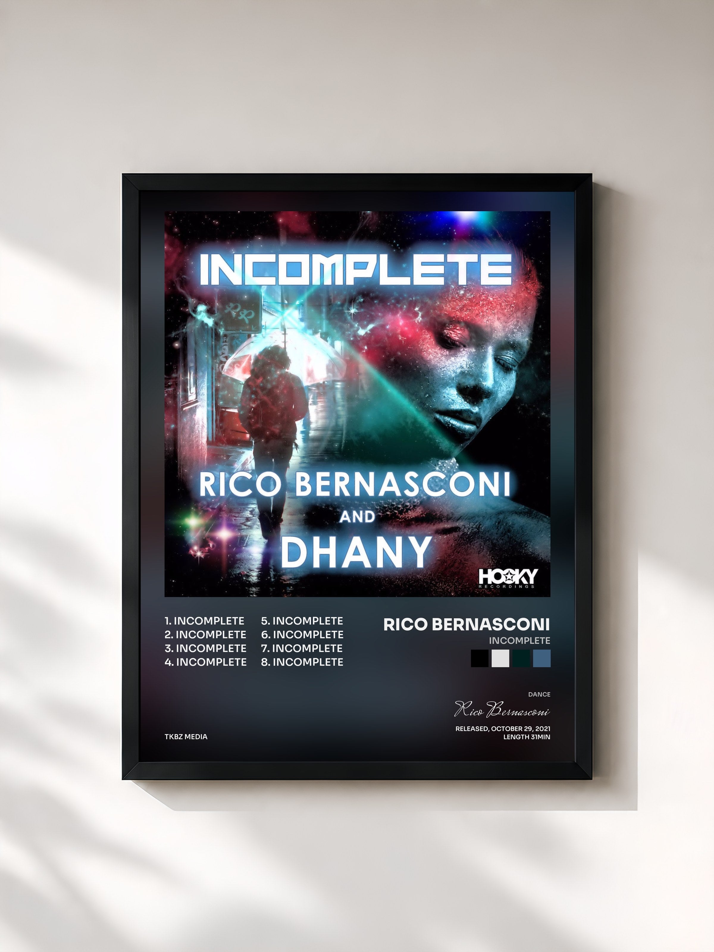 #noir Tableau de l'album Incomplete de Rico Bernasconi, cadre noir, imprimé et encadré en France