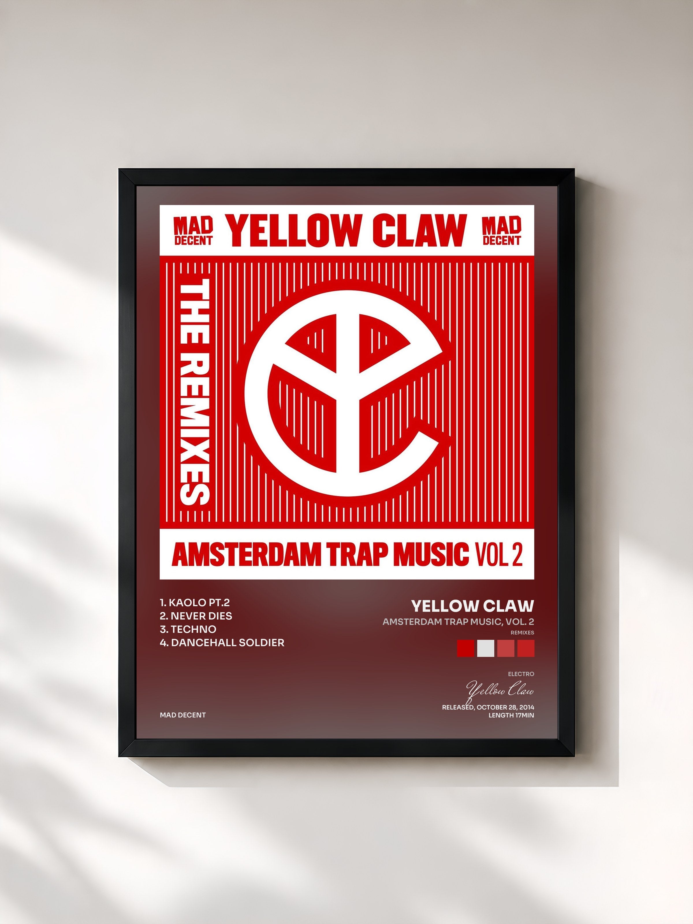 #noir Tableau de l'album Amsterdam Trap Music, Vol. 2 (Remixes) de Yellow Claw, cadre noir, imprimé et encadré en France