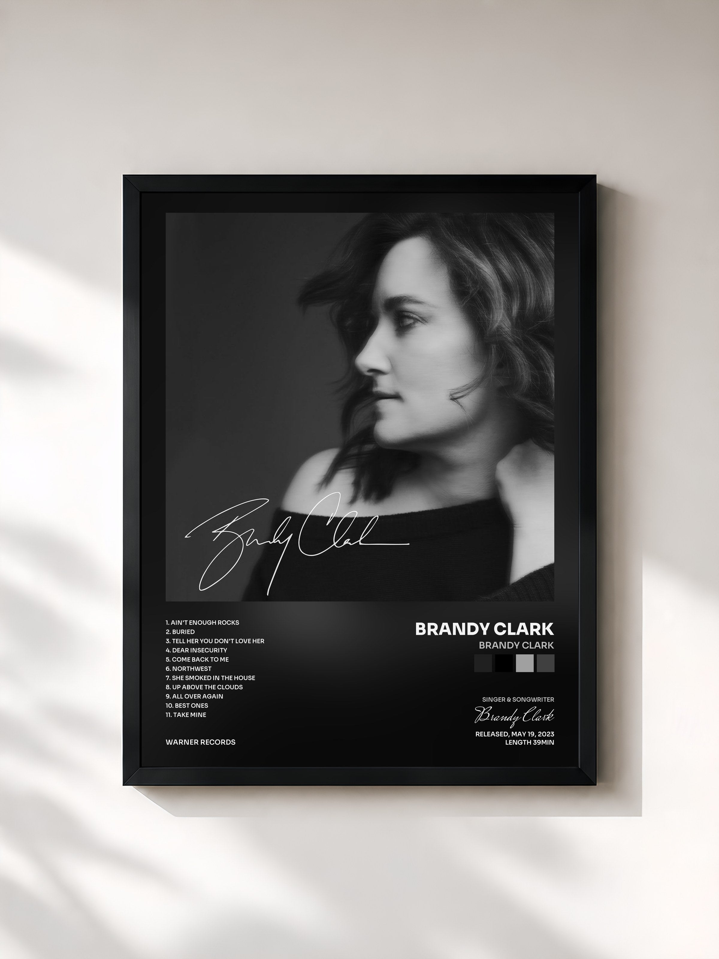 #noir Tableau de l'album Brandy Clark de Brandy Clark, cadre noir, imprimé et encadré en France