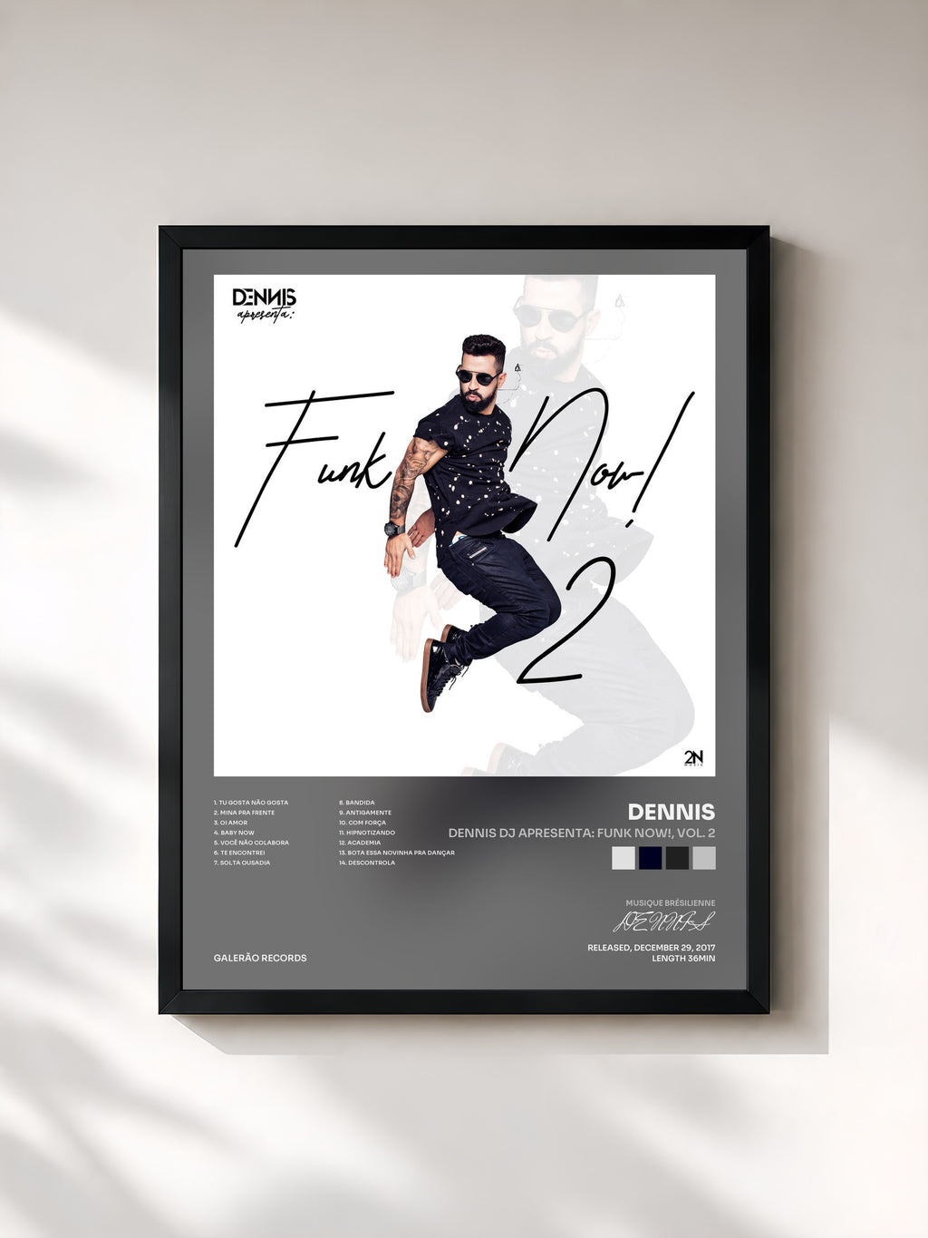#noir Tableau de l'album Dennis Dj Apresenta: Funk Now!, Vol. 2 de DENNIS, cadre noir, imprimé et encadré en France