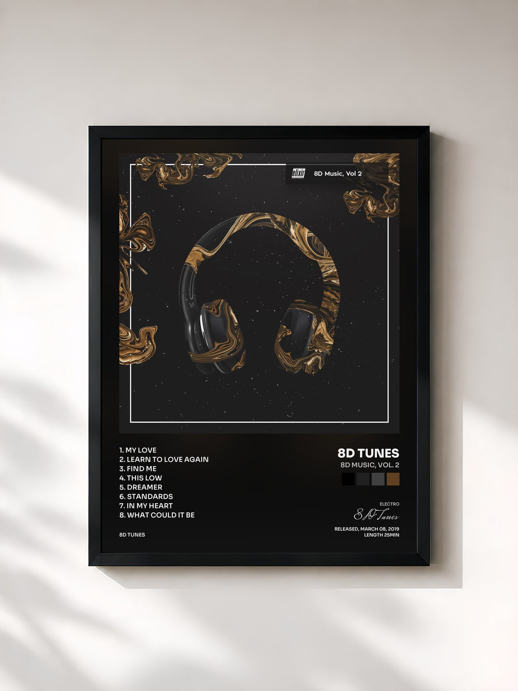 #noir Tableau de l'album 8D Music, Vol. 2 de 8D Tunes, cadre noir, imprimé et encadré en France