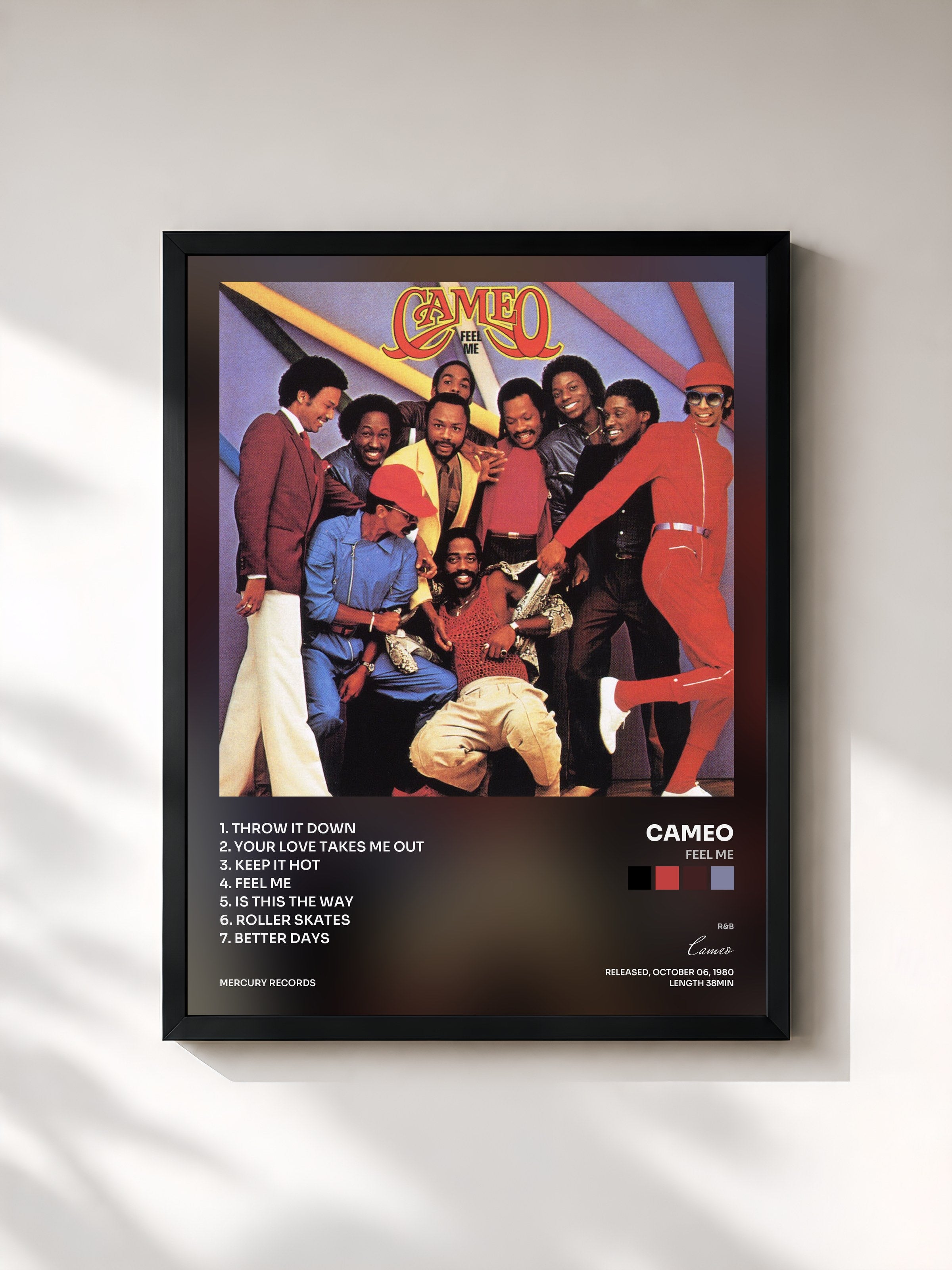 #noir Tableau de l'album Feel Me de Cameo, cadre noir, imprimé et encadré en France
