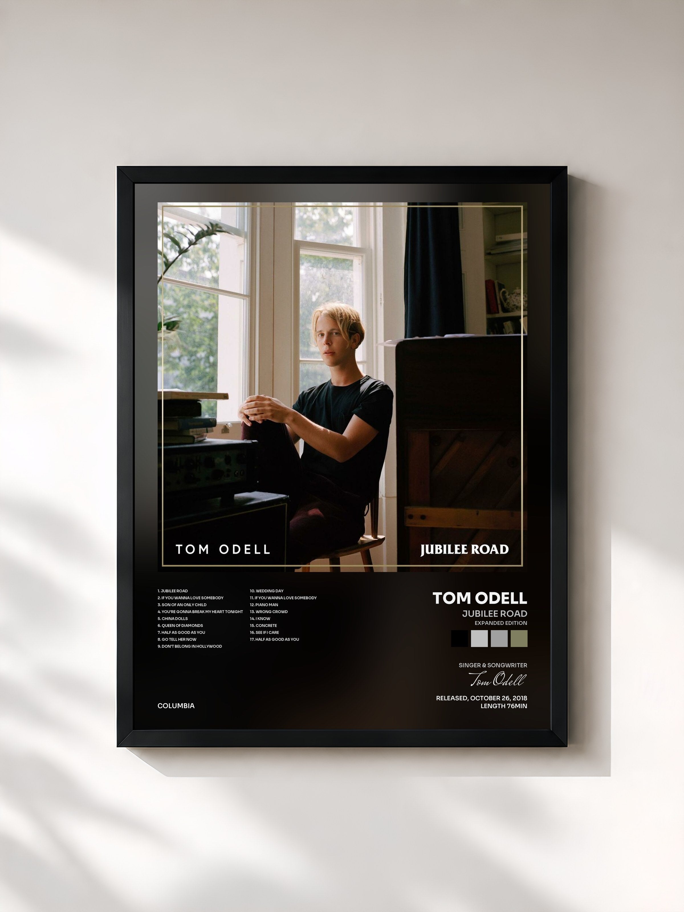#noir Tableau de l'album Jubilee Road (Expanded Edition) de Tom Odell, cadre noir, imprimé et encadré en France