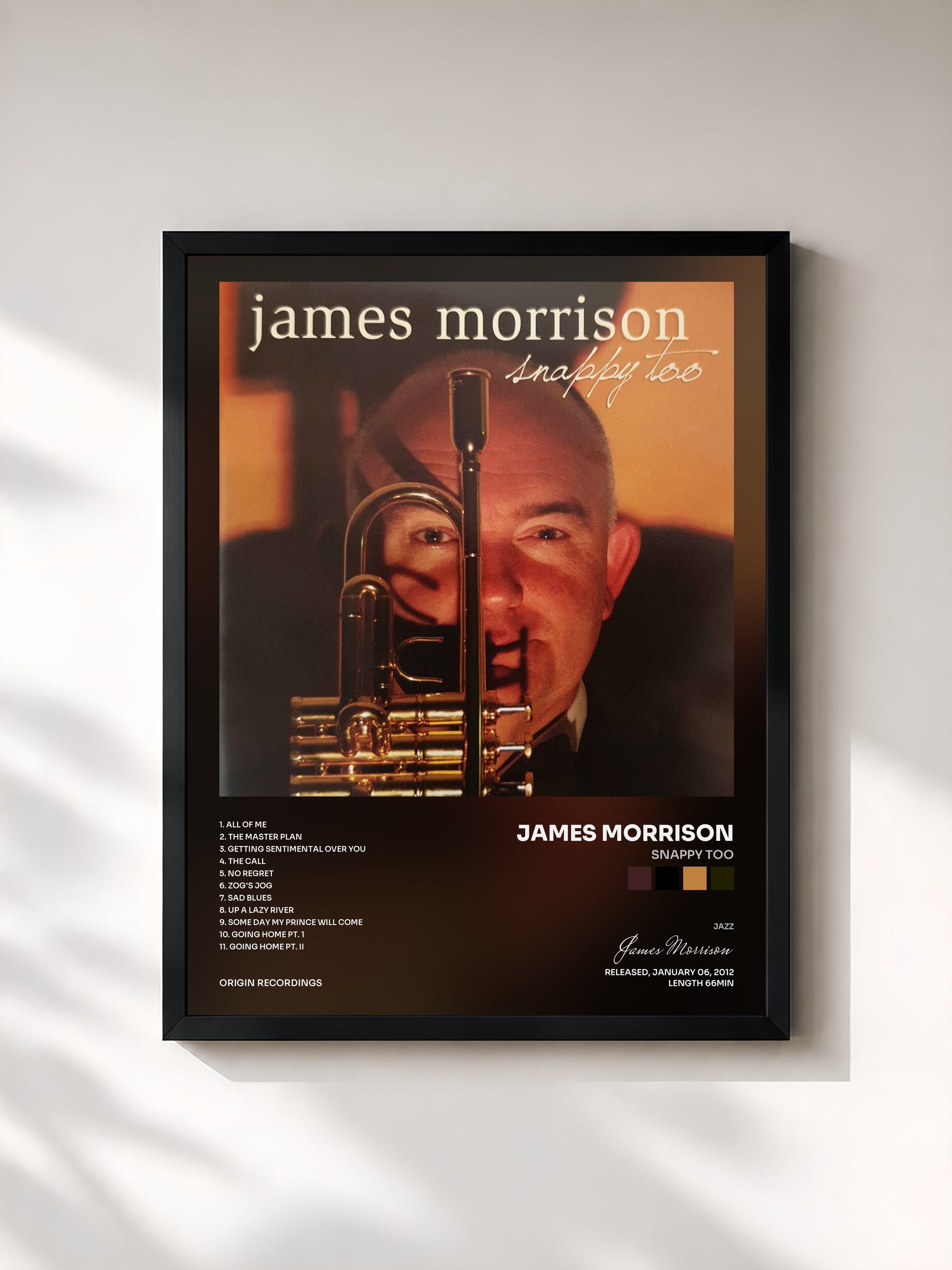 #noir Tableau de l'album Snappy Too de James Morrison, cadre noir, imprimé et encadré en France