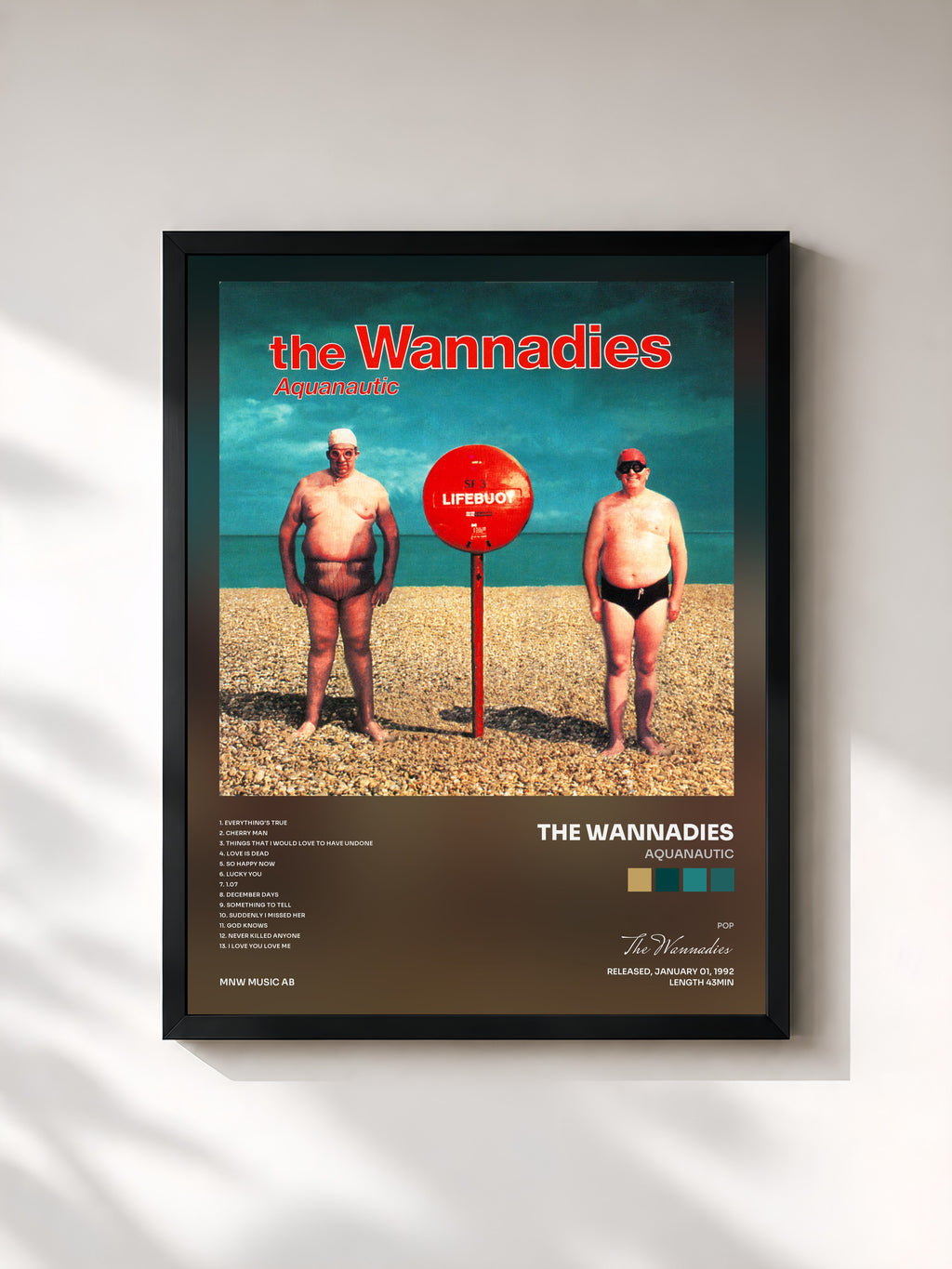 #noir Tableau de l'album Aquanautic de The Wannadies, cadre noir, imprimé et encadré en France