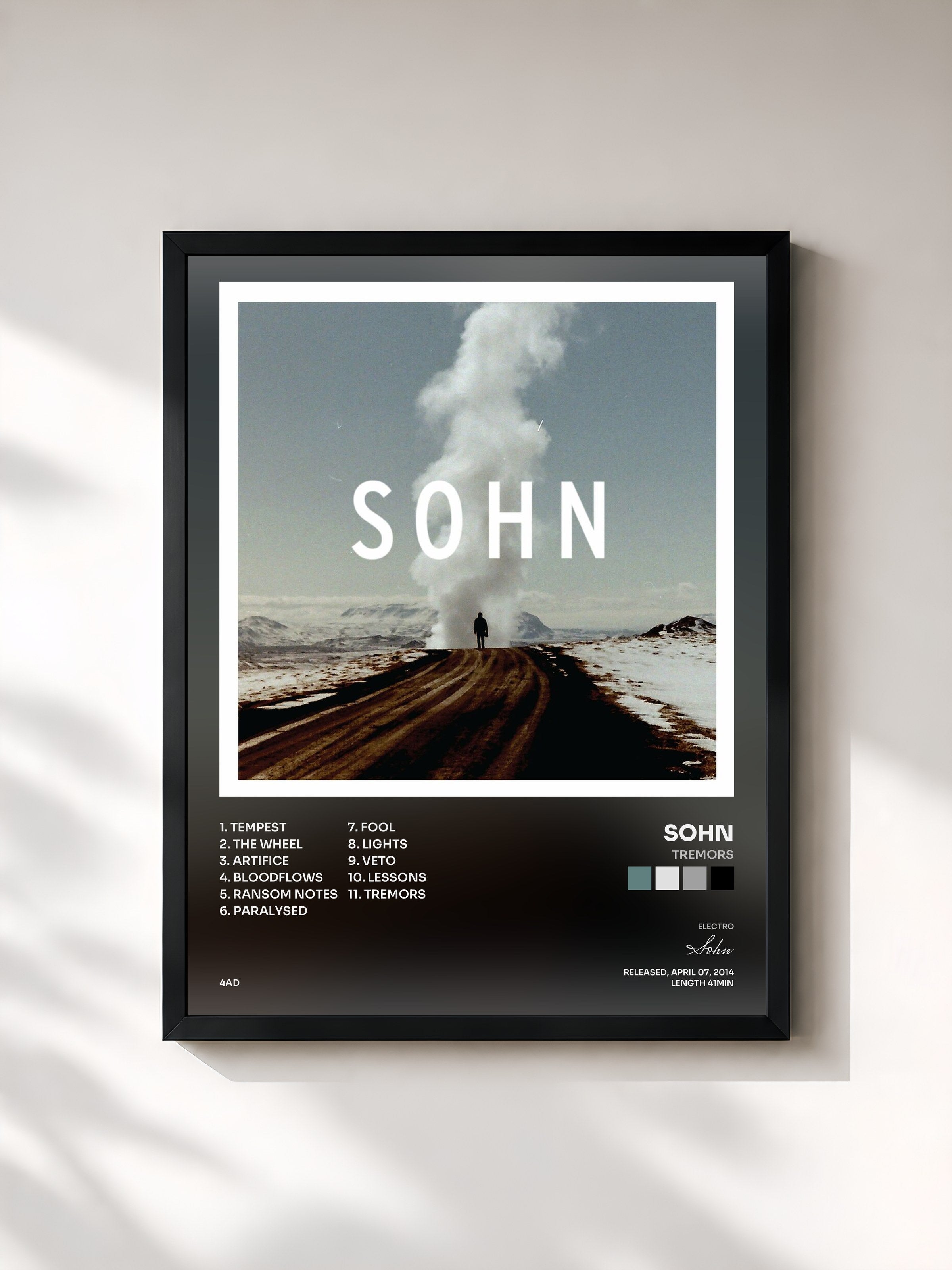 #noir Tableau de l'album Tremors de Sohn, cadre noir, imprimé et encadré en France
