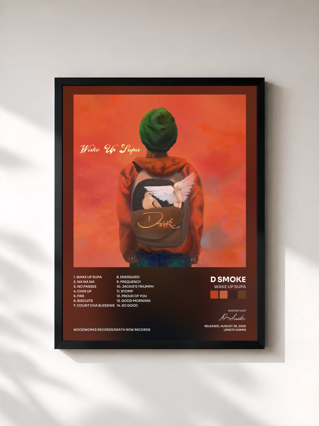 #noir Tableau de l'album Wake Up Supa de D Smoke, cadre noir, imprimé et encadré en France