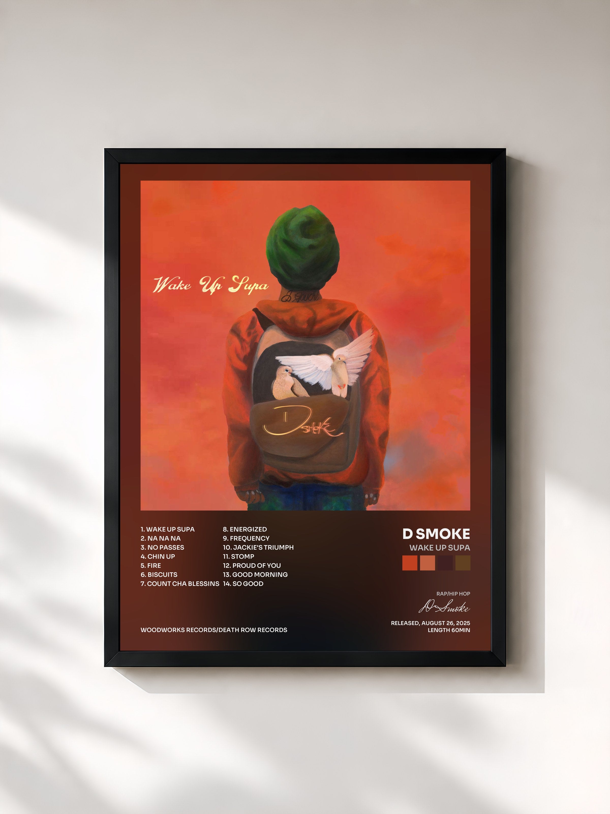 #noir Tableau de l'album Wake Up Supa de D Smoke, cadre noir, imprimé et encadré en France