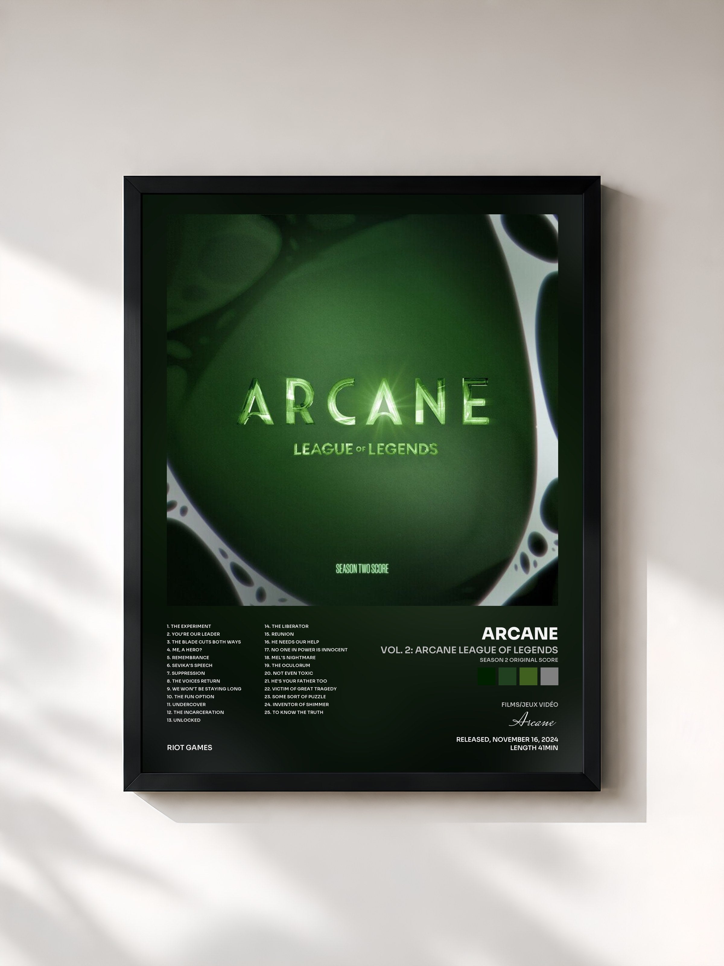 #noir Tableau de l'album Vol. 2: Arcane League of Legends (Season 2 Original Score) de Arcane, cadre noir, imprimé et encadré en France