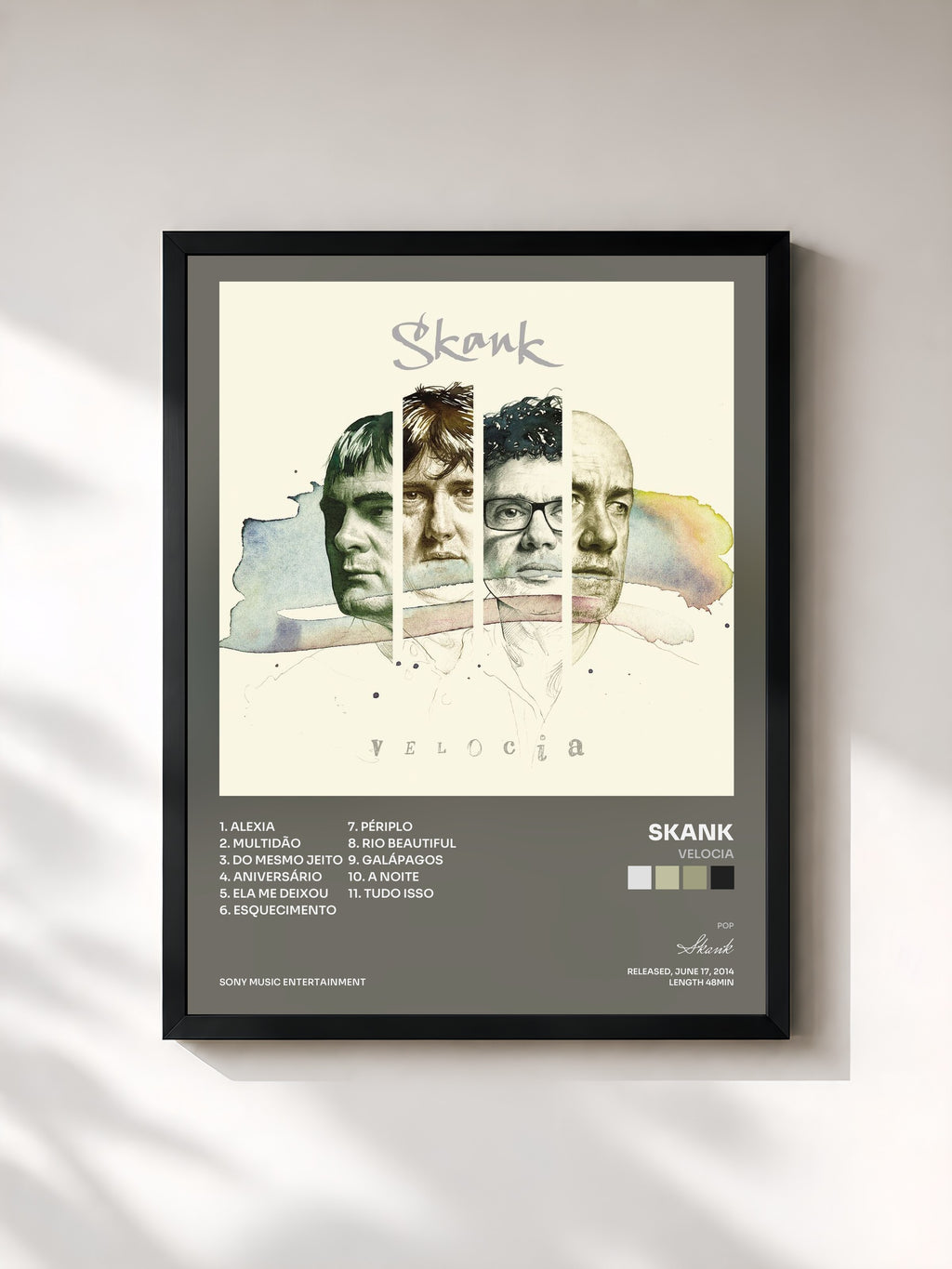 #noir Tableau de l'album Velocia de Skank, cadre noir, imprimé et encadré en France