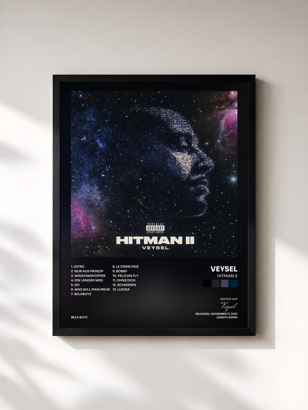 #noir Tableau de l'album Hitman 2 de Veysel, cadre noir, imprimé et encadré en France