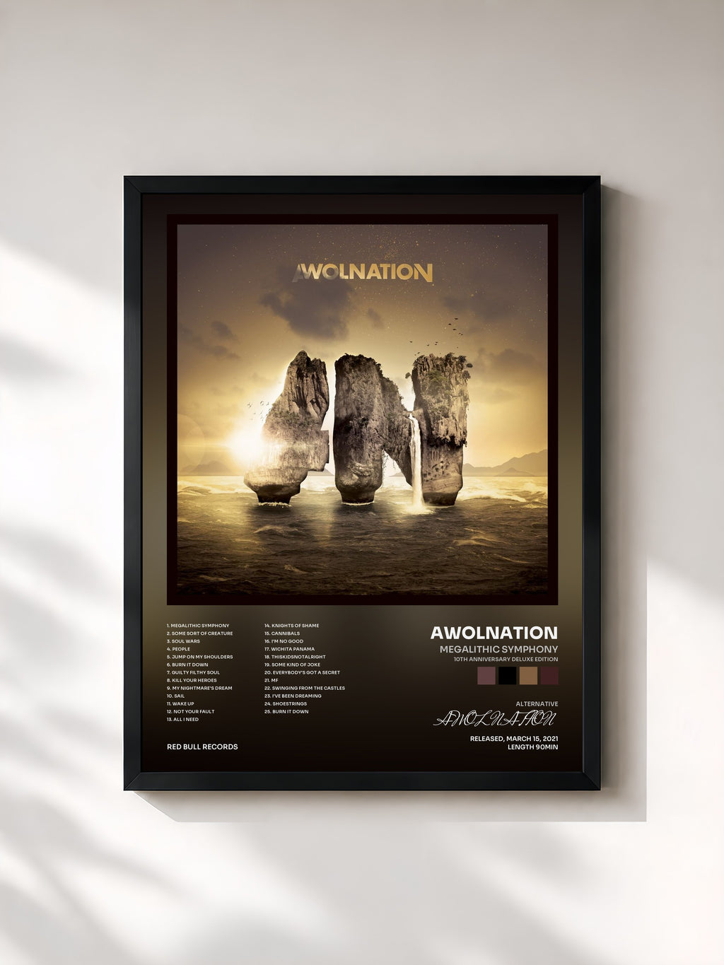 #noir Tableau de l'album Megalithic Symphony (10th Anniversary Deluxe Edition) de AWOLNATION, cadre noir, imprimé et encadré en France